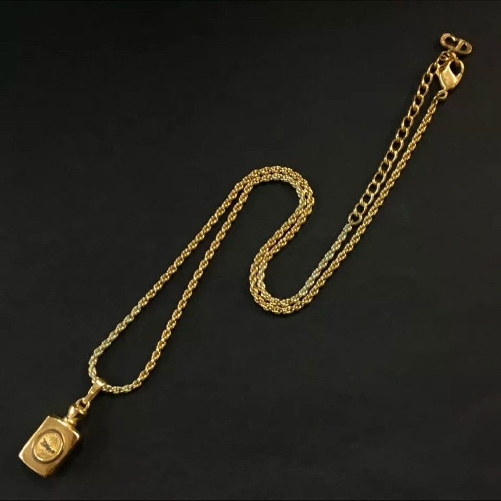 Dior Christian Dior gold perfume bottle necklace with Dior logo Size ONE SIZE - 1 Thumbnail