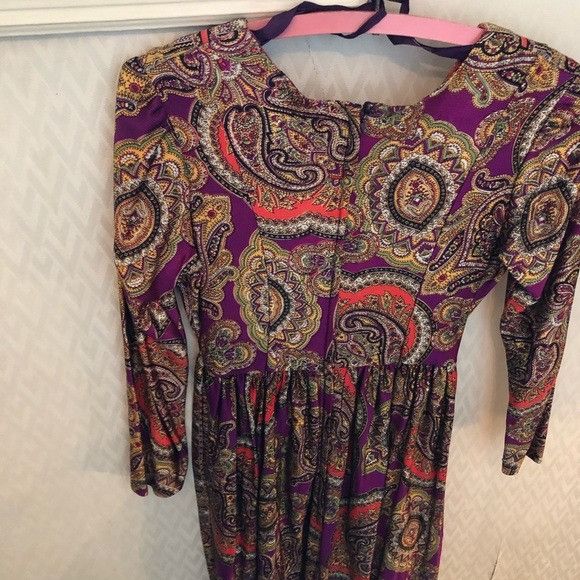 Vintage Long paisley mod front tie vintage maxi dress Size L / US 10 / IT 46 - 6 Thumbnail