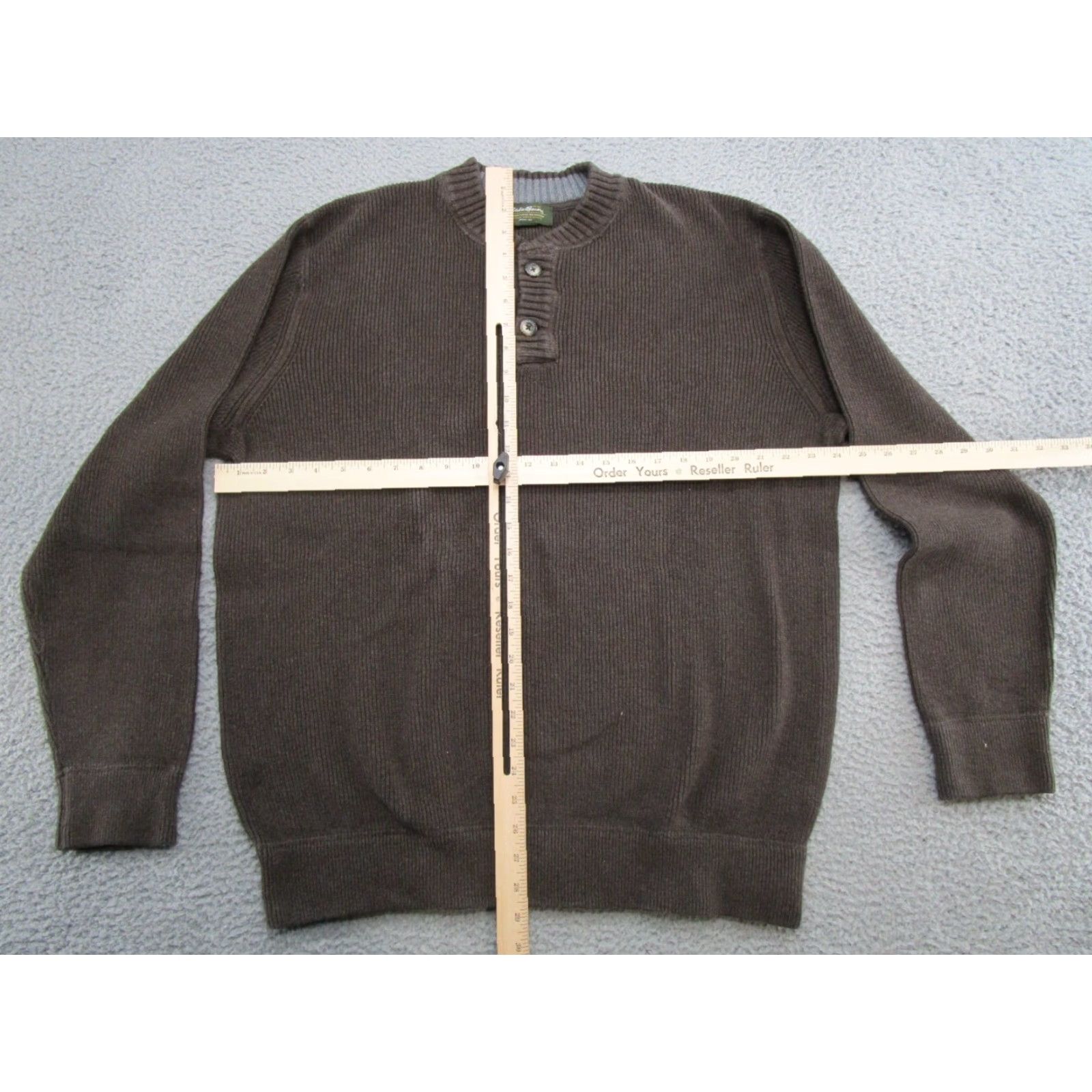 Eddie Bauer VINTAGE Eddie Bauer Mens Sweater 100% Cotton Brown Hip Long Henley Ribbed Knit XL Tall Size Size US XL / EU 56 / 4 - 4 Thumbnail