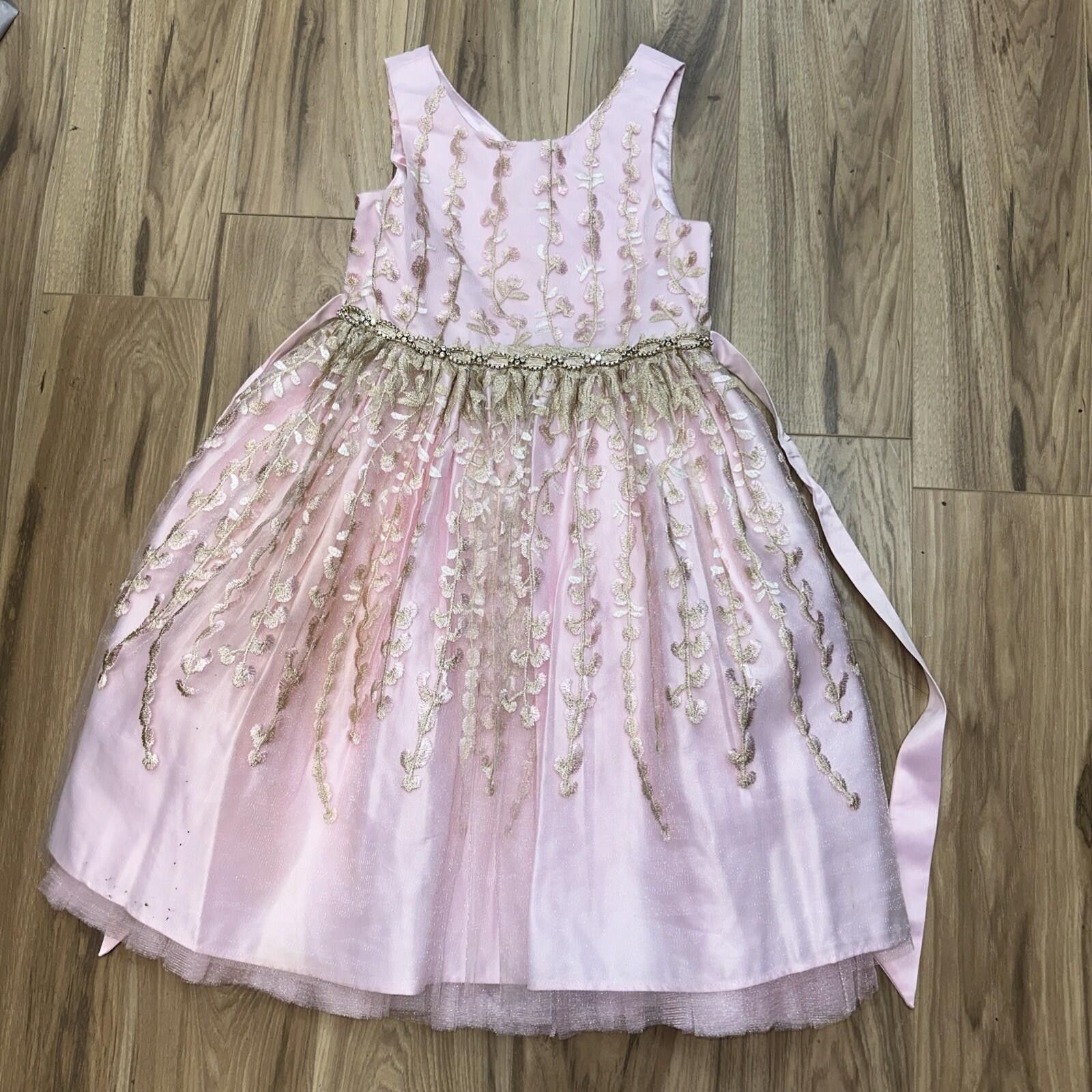 Other Couture Princess Girls Pink Floral Embroidered Dress 10 Size ONE SIZE - 1 Thumbnail