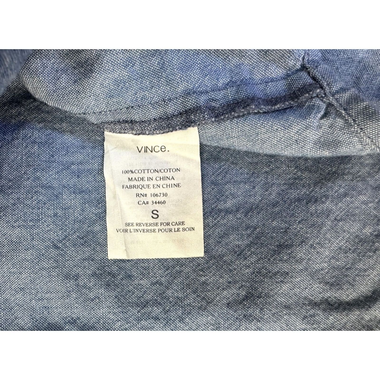 Vince Vince Womens Small Blue Chambray Button Front Casual Raglan Shirt Size S / US 4 / IT 40 - 6 Thumbnail