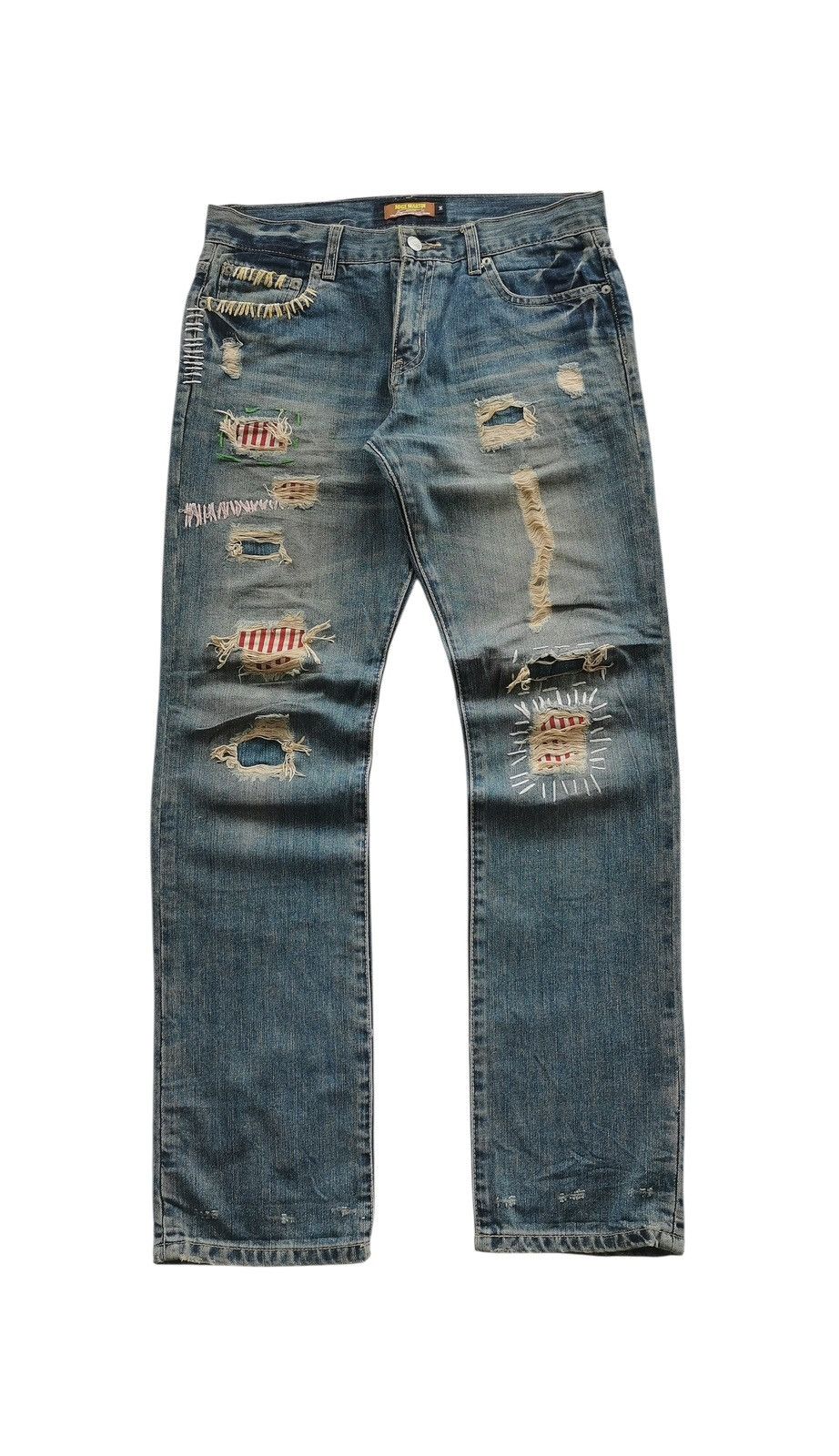 Japanese Brand JOGE MARTIN Hand Repaired Distressed Denim Jean Vibe Kapital Size US 32 / EU 48 - 2 Thumbnail