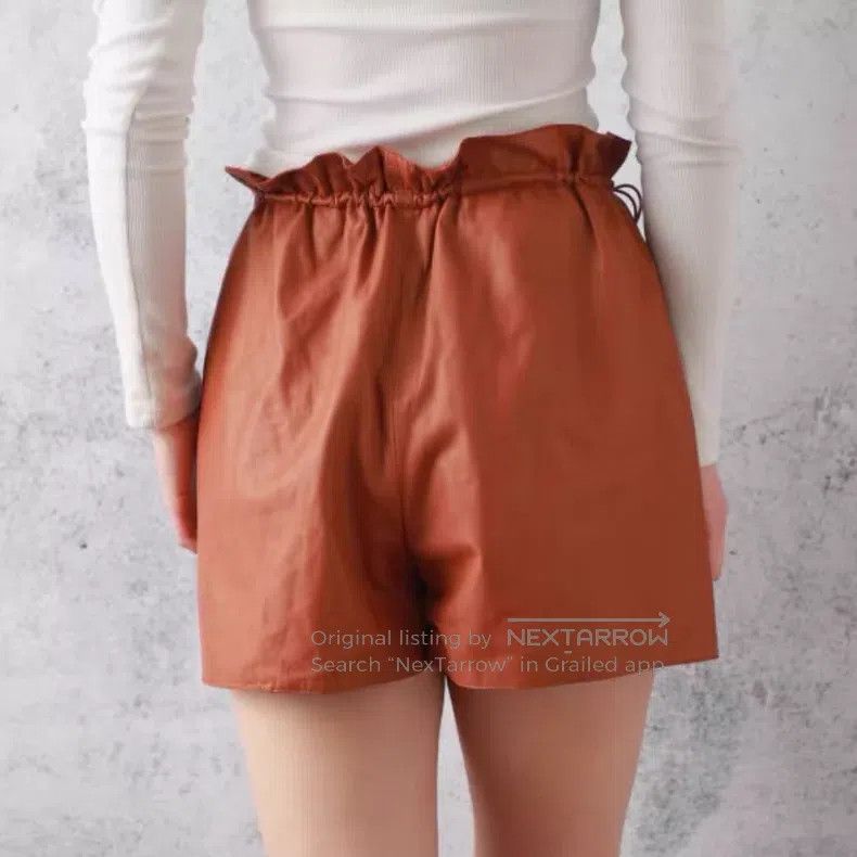 Hermes Hermes Caramel Flower Bud Leather Short Pants Size 42" / US 20 - 8 Thumbnail