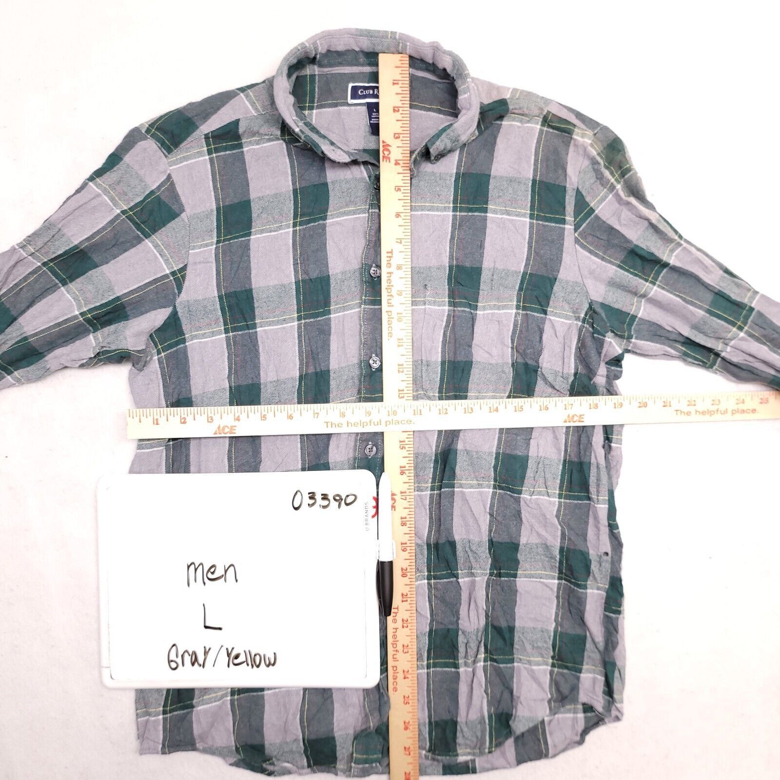 Club Room Club Room Baffalo Check Flannel Shirt Mens Size L Gray Green Size US L / EU 52-54 / 3 - 6 Thumbnail