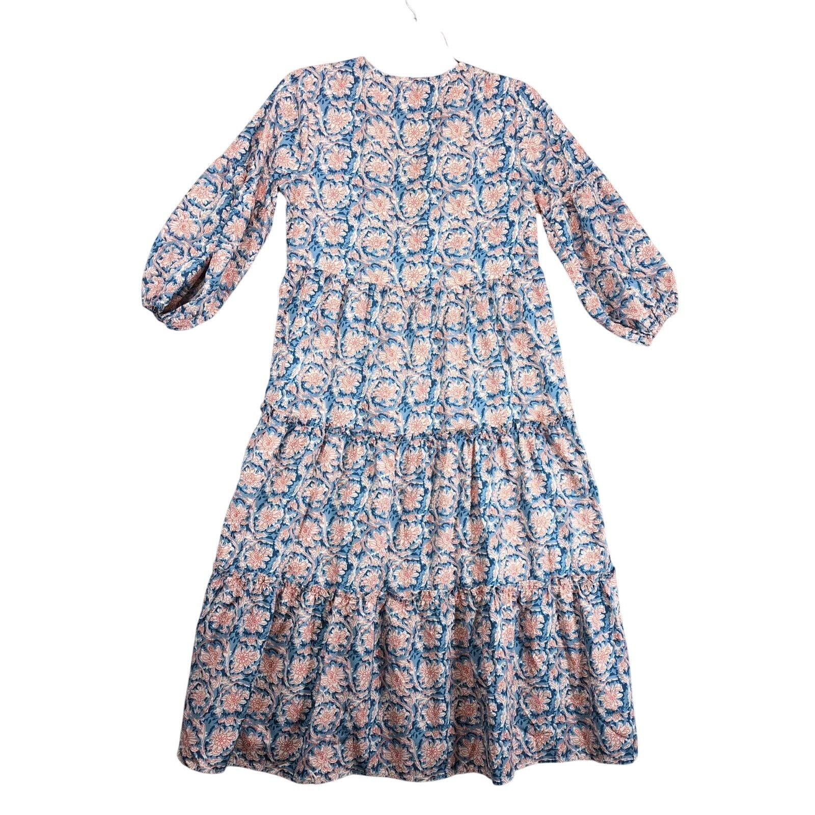 Other SundayUp Floral Tiered Midi Dress Sz S Puff Sleeves V-Neck Size S / US 4 / IT 40 - 2 Thumbnail