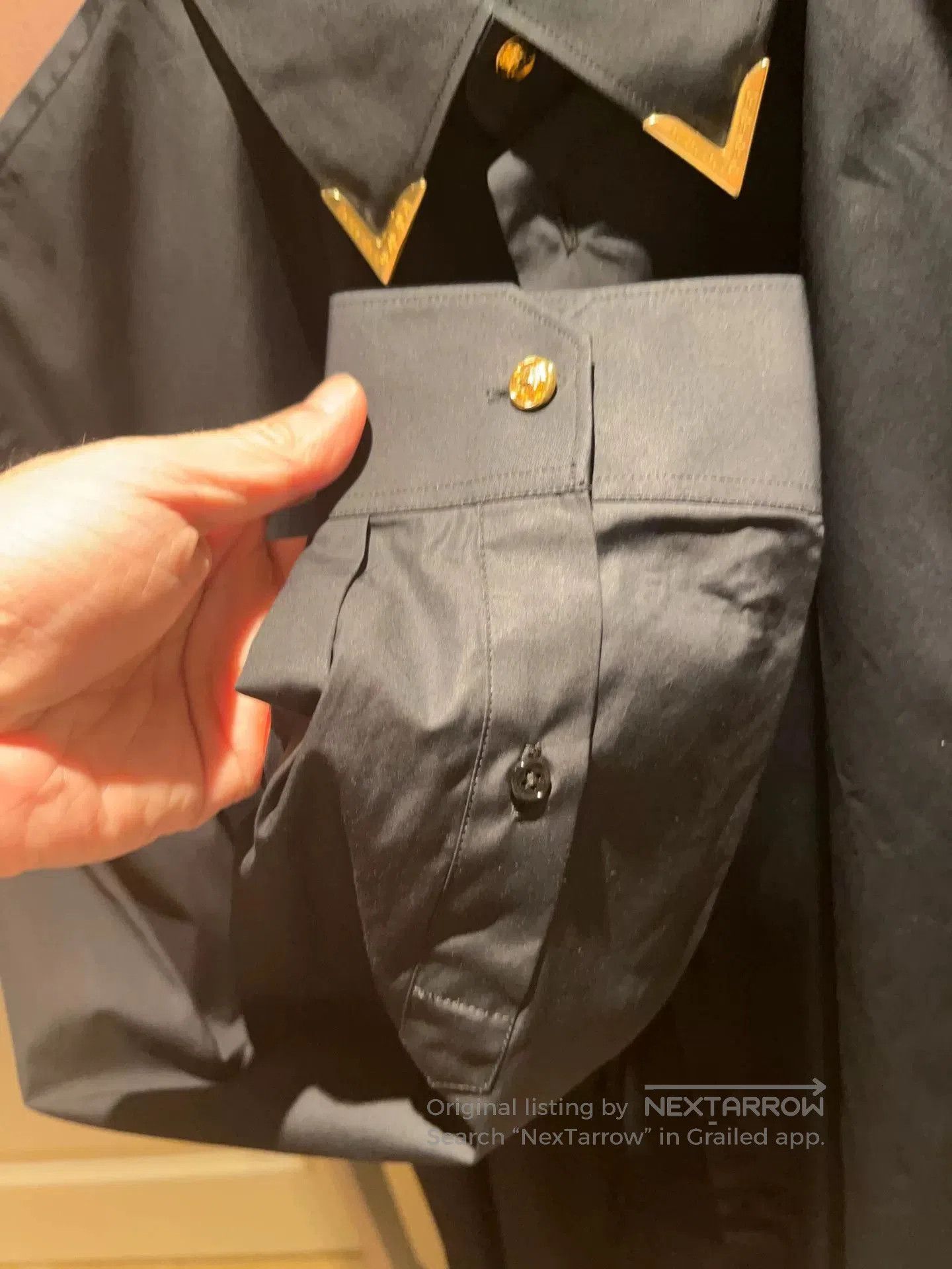 Versace Versace Gold Collar Tip Black Shirt. Size US M / EU 48-50 / 2 - 9 Thumbnail