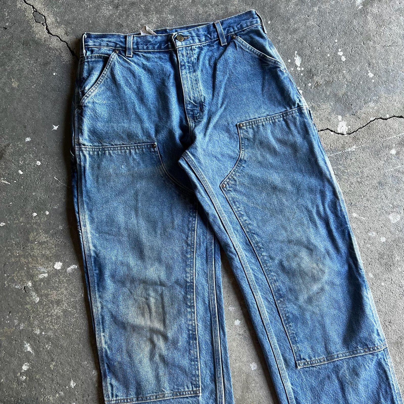 Carhartt × Vintage Carhartt denim blue jean double knee work carpenter pants Size US 33 - 2 Thumbnail