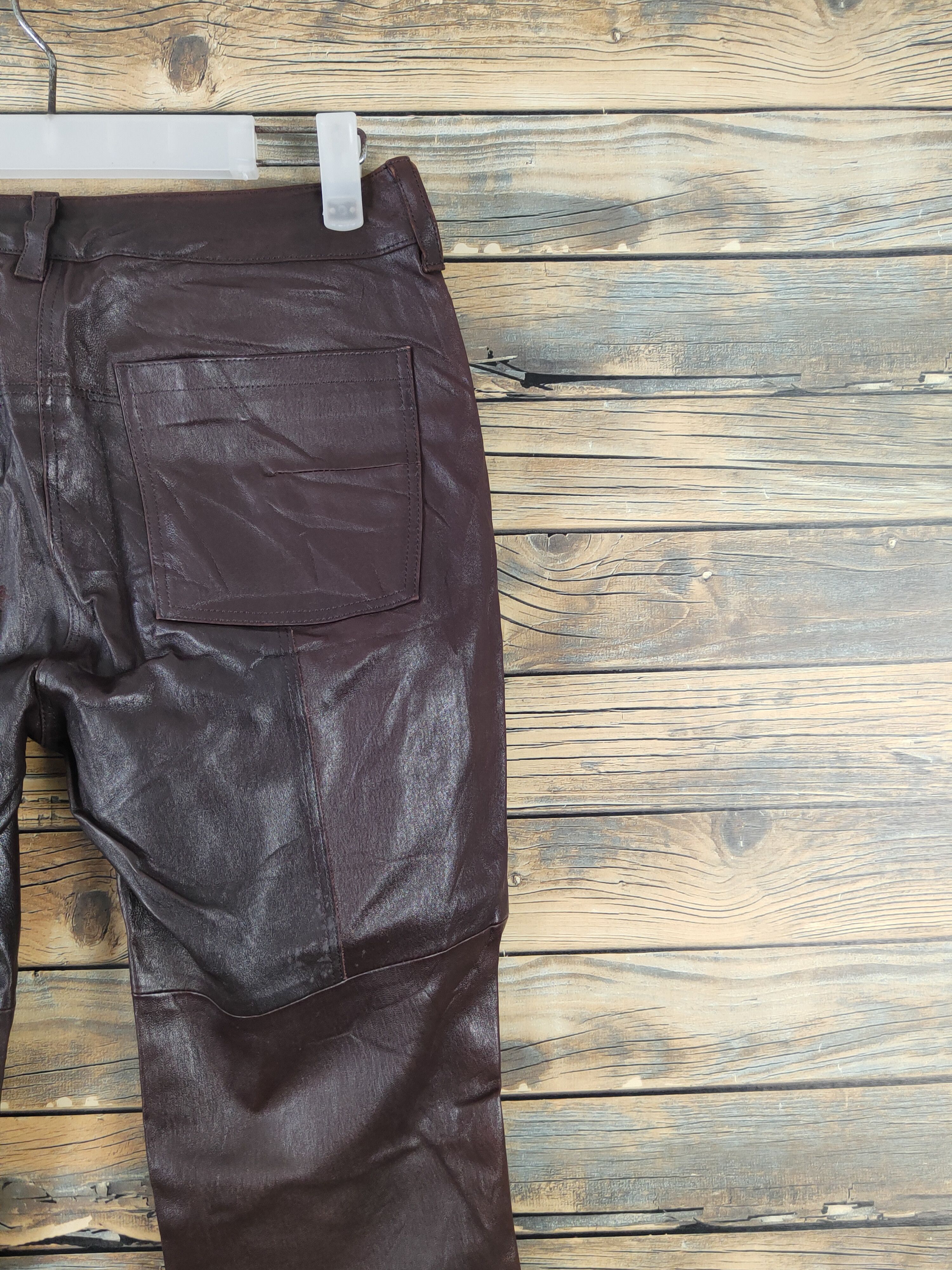 Leather DL Japan Vintage Dark Brown faded Leather lamb Pants #W1885 Size US 28 / EU 44 - 11 Thumbnail