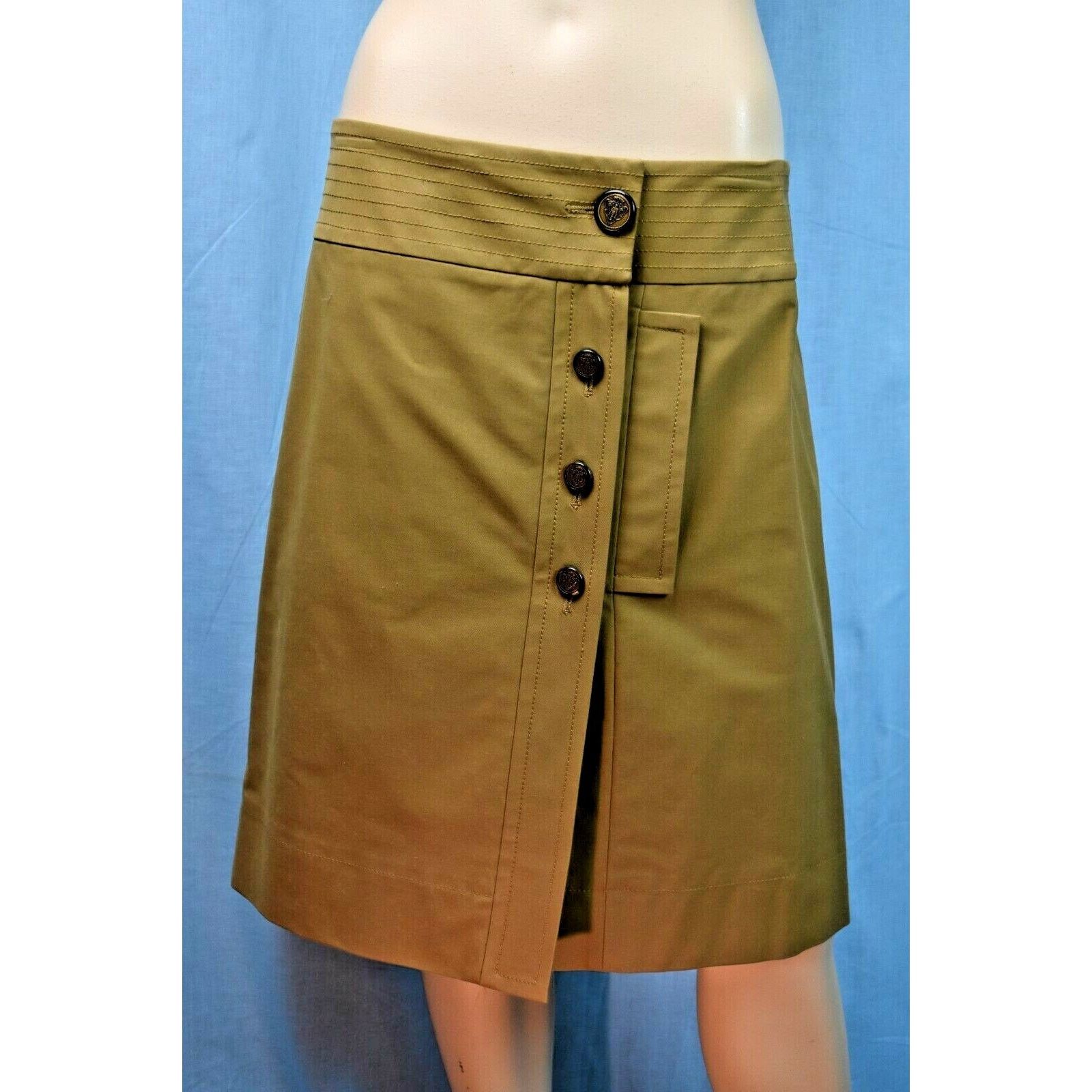 Gucci GUCCI 200269 DISTRESS BROWN COTTON LOGO BUTTON SKIRT 44 $695 Size 30" / US 8 / IT 44 - 1 Thumbnail