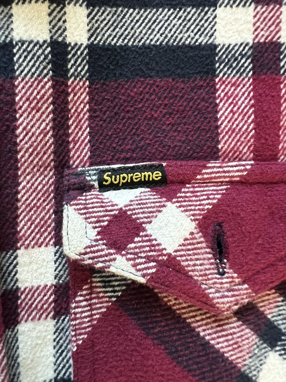 Supreme Supreme Heavyweight Quilted Flannel Shirt Navy/Burgundy Size US XL / EU 56 / 4 - 4 Thumbnail
