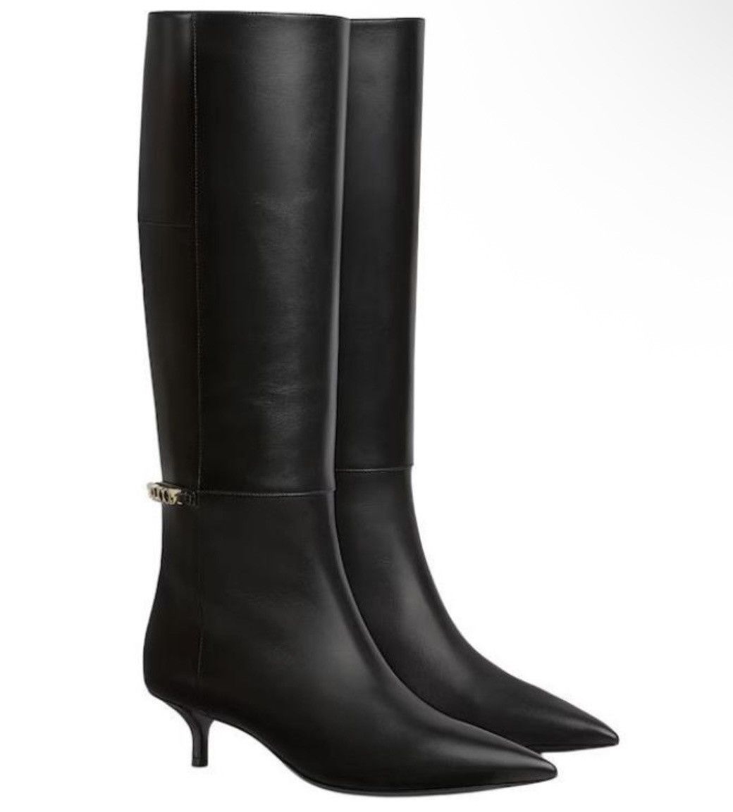 Gucci Gucci Signoria Black Leather Knee-High Boots 4.5cm Size US 6 / IT 36 - 1 Thumbnail