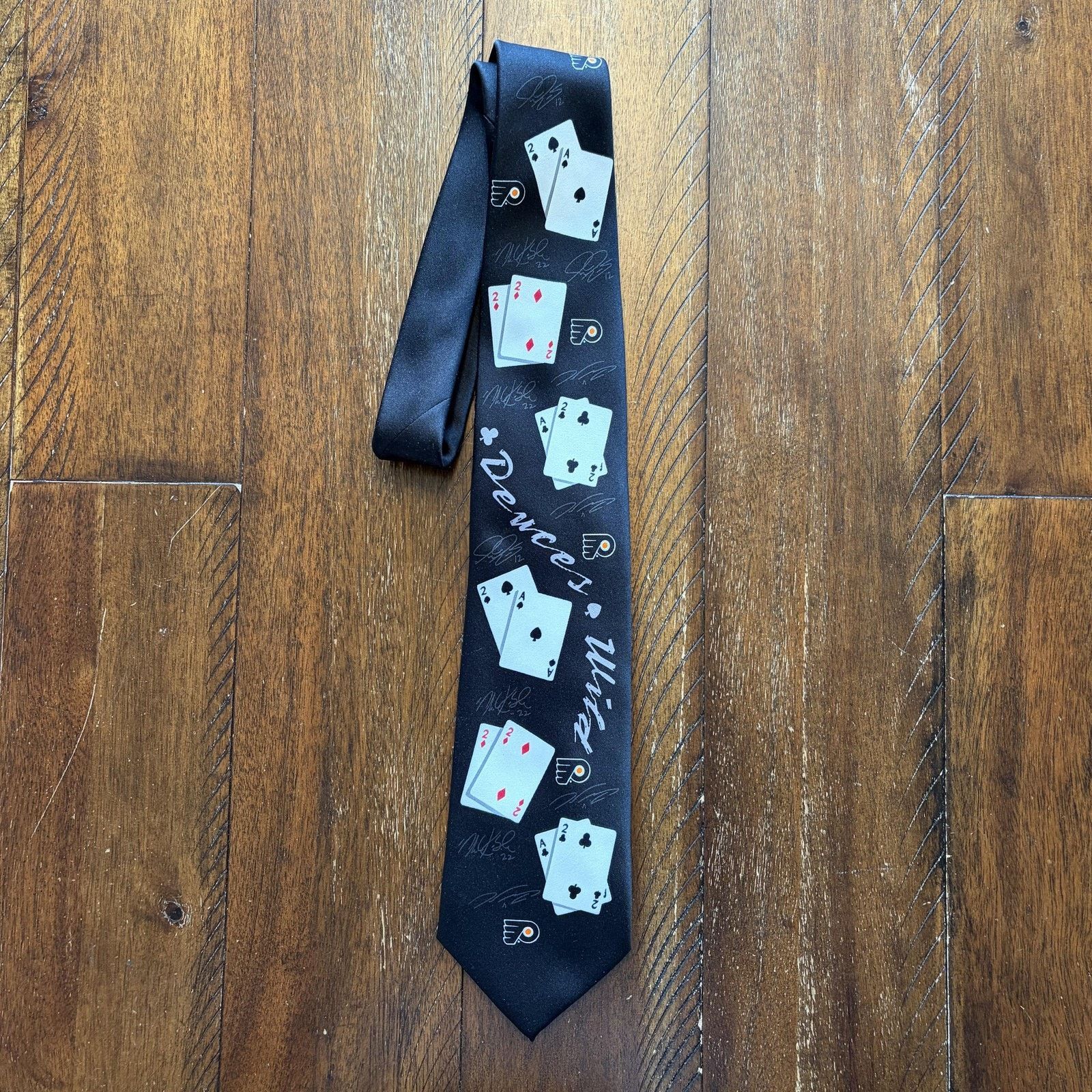 Vintage Philadelphia Flyers Tie Mens Hockey Deuces Wild Playing Card Size ONE SIZE - 2 Thumbnail
