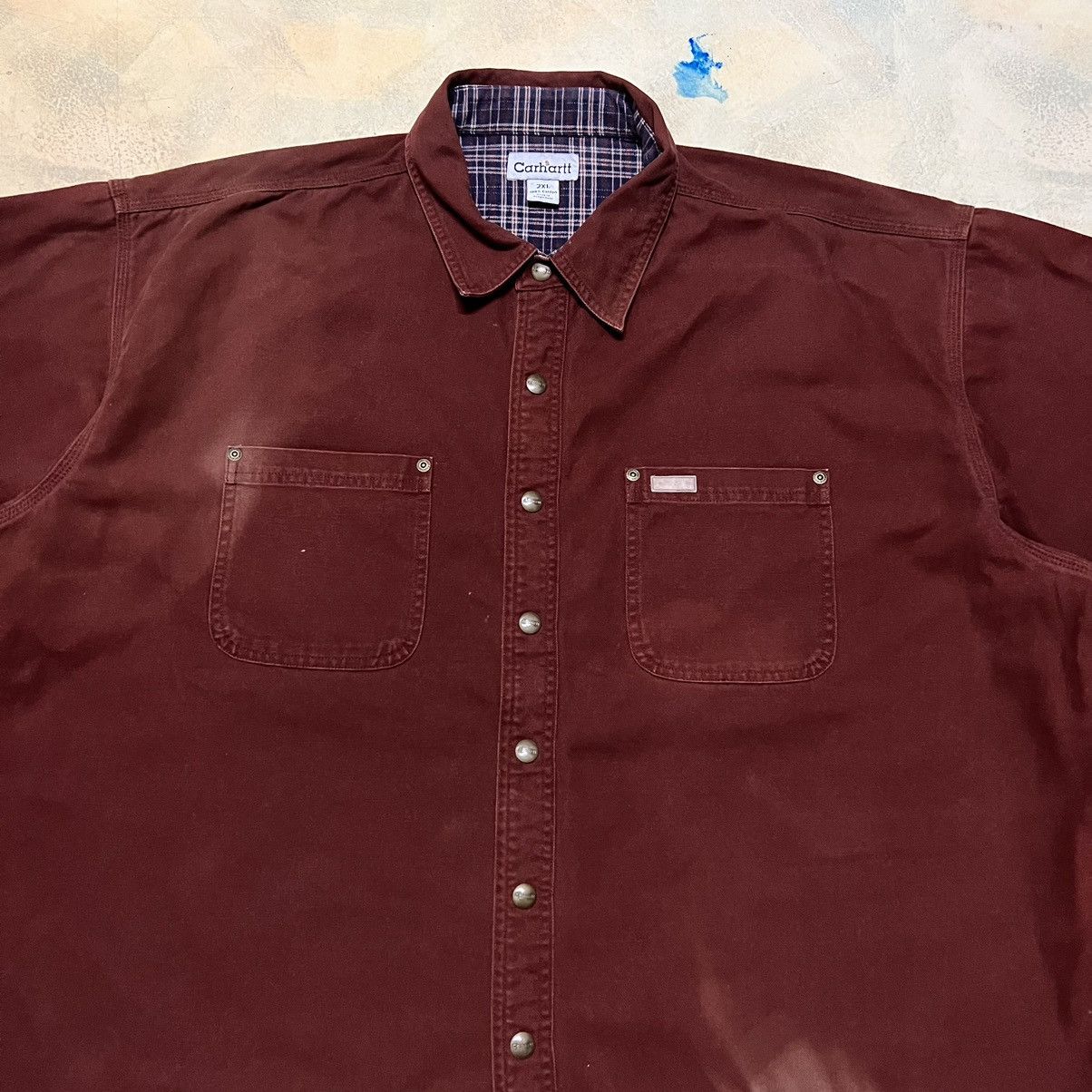 Carhartt Distressed Carhartt Button Up Jacket Sun Faded Size US XXL / EU 58 / 5 - 4 Thumbnail