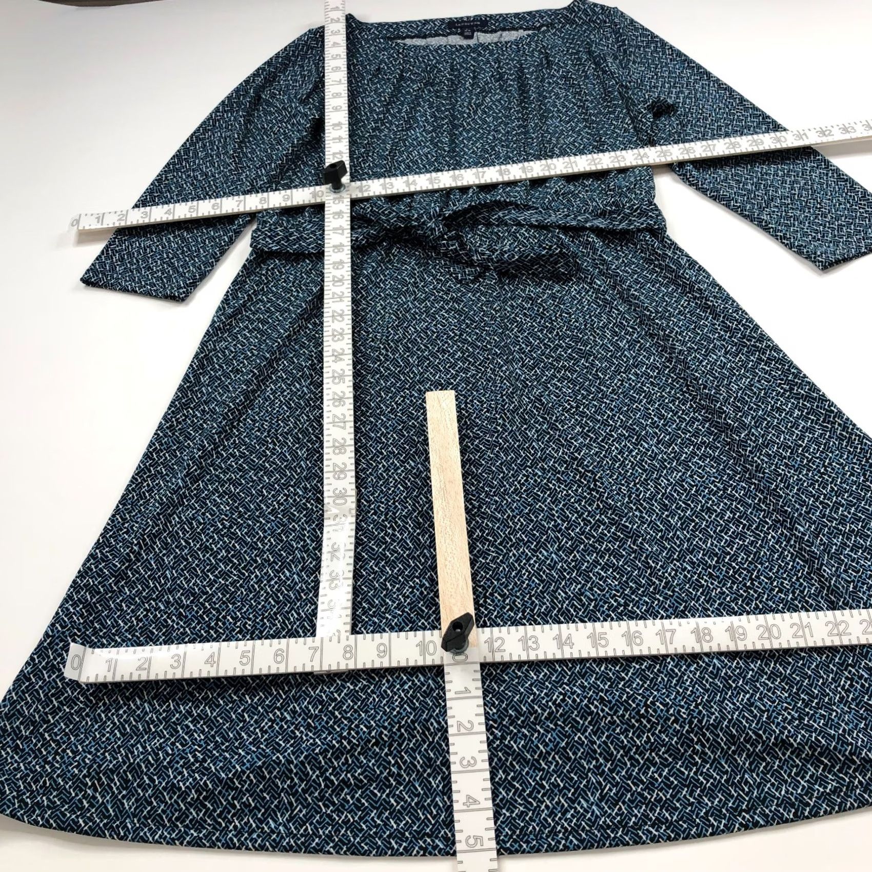 Lands' End Lands' End Dress A-Line Pullover Below Knee Belt Tie Black Blue Womens L Regular XS-XL not applicable Size L / US 10 / IT 46 - 6 Thumbnail