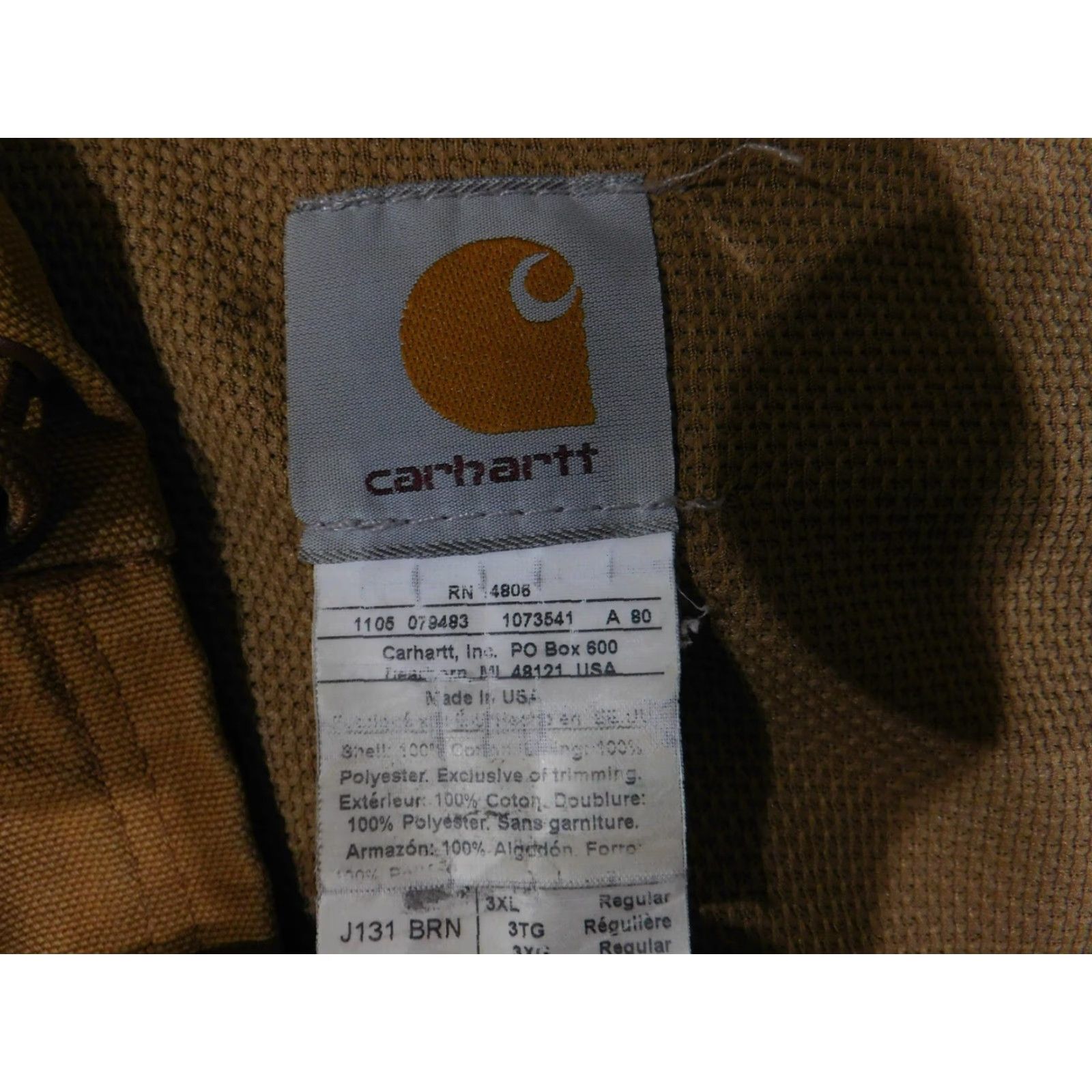Carhartt VINTAGE Carhartt Jacket Mens 3XL Brown Hooded Full Zip Workwear Heavyweight USA Size US XXL / EU 58 / 5 - 5 Thumbnail