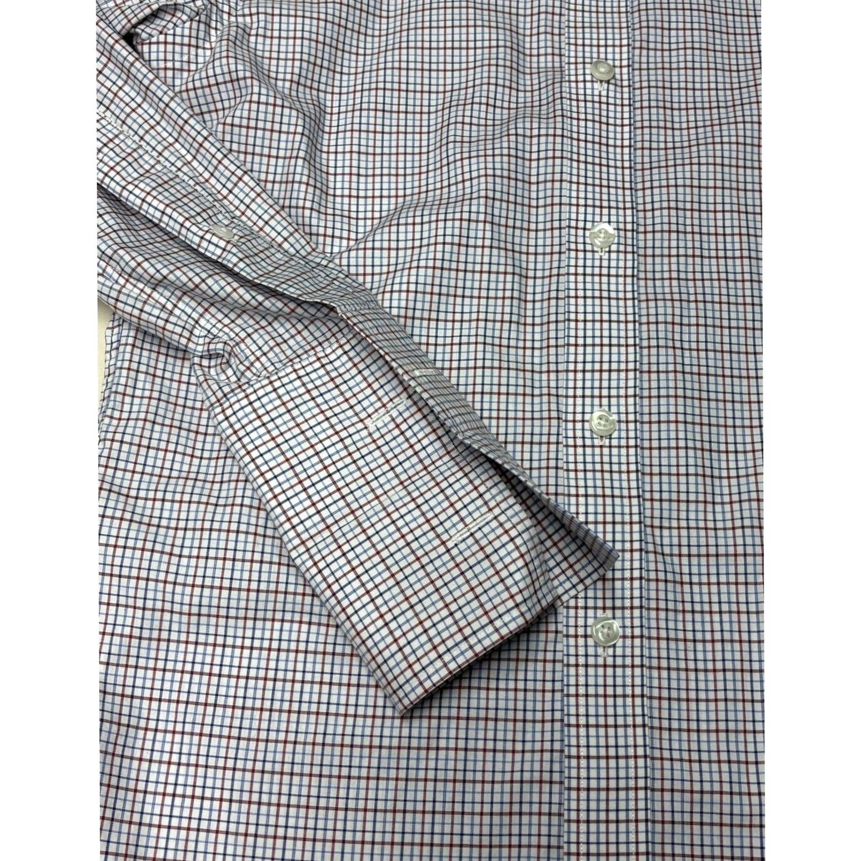 Proper Cloth Proper Cloth Shirt Mens XS Check Button Down Blue Burgundy French Cuff Cotton Size US XS / EU 42 / 0 - 3 Thumbnail