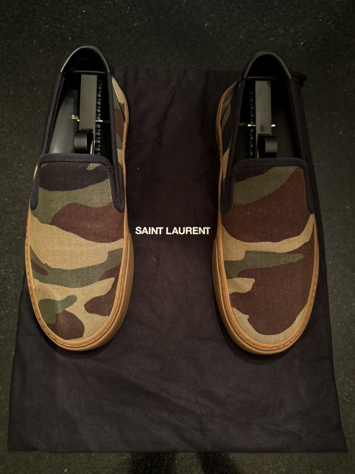 Saint Laurent Paris Men’s Saint Laurent Paris Camo Slip-ons Size US 8 / EU 41 - 2 Thumbnail
