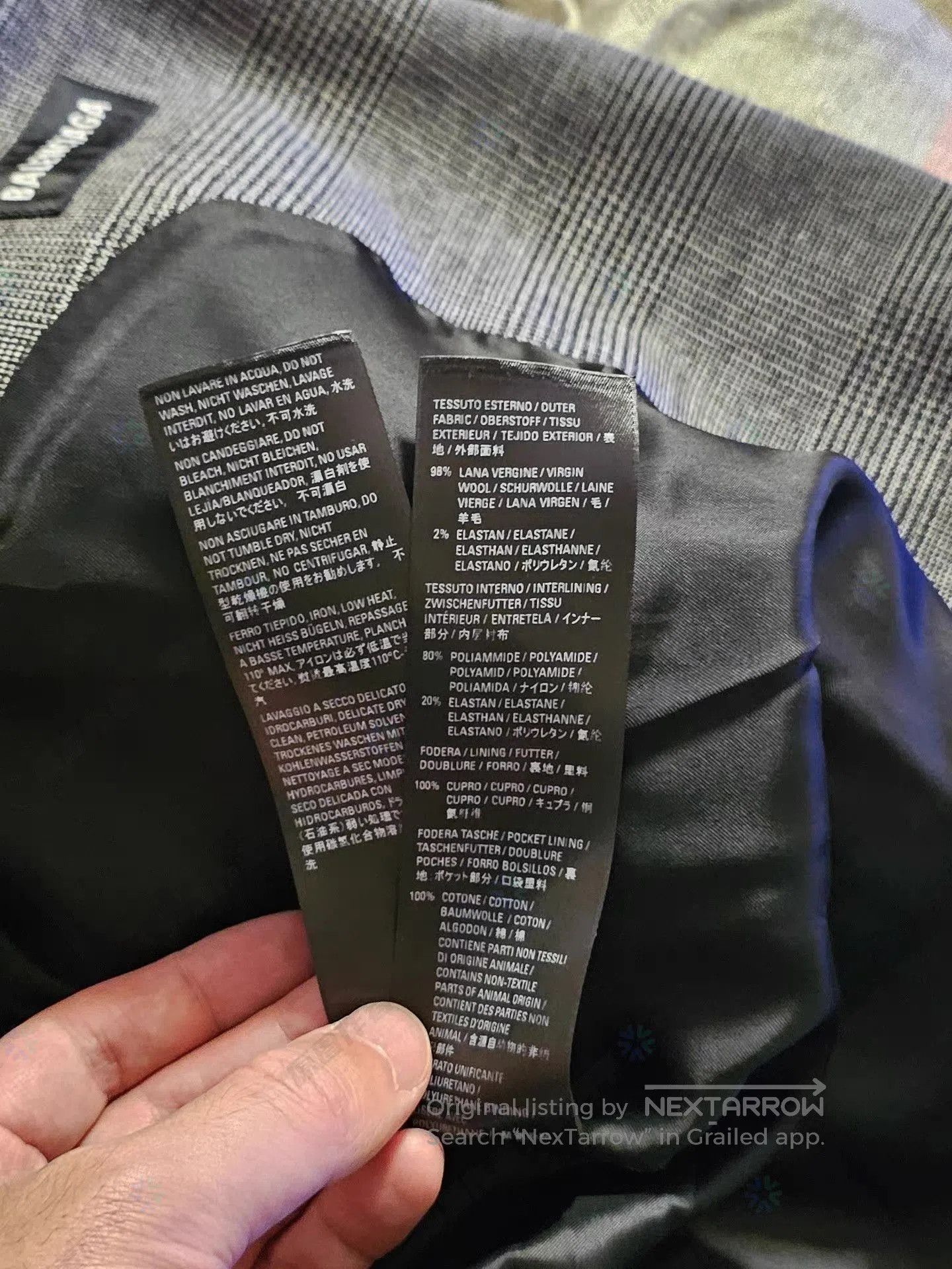Balenciaga Gray Checkered Tailored Blazer. Size US M / EU 48-50 / 2 - 8 Thumbnail