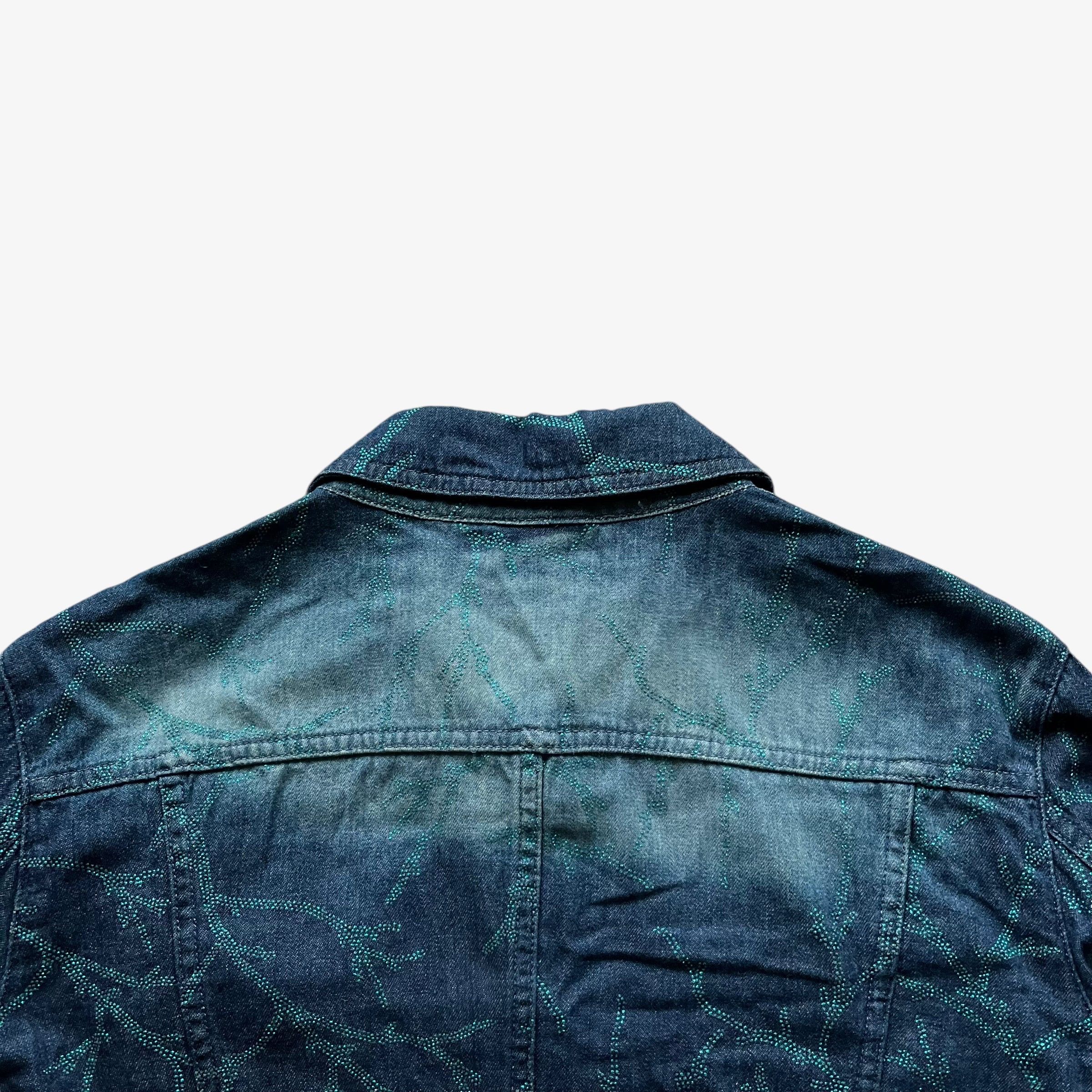 Versace Vintage 90s Women's Versace Sequin Tree Branch Denim Jacket Size S / US 4 / IT 40 - 9 Thumbnail