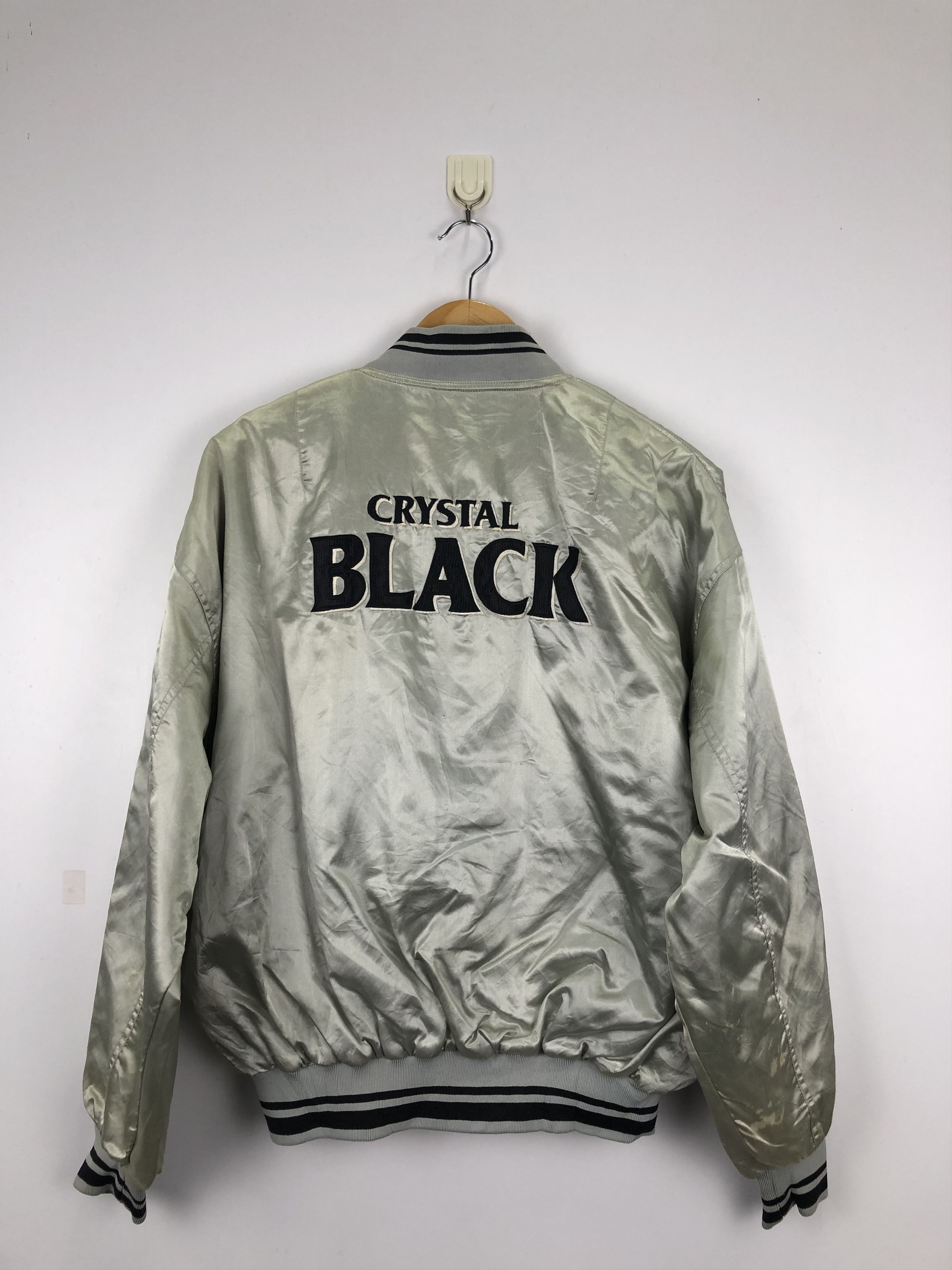 Vintage Vintage Crystal Black Bomber Varsity Baseball Jumper J0727 Size US L / EU 52-54 / 3 - 1 Thumbnail