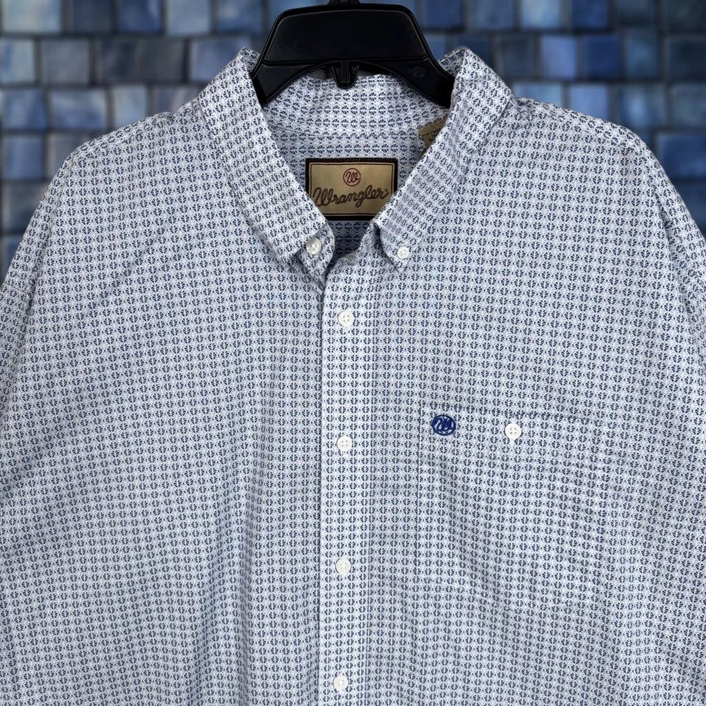 Wrangler Wrangler Shirt Mens 2XL Blue Geometric Print Casual Western Ranch Workwear Shirt Mens 2XL Blue Geometric Print Wrangler Size US XXL / EU 58 / 5 - 1 Thumbnail