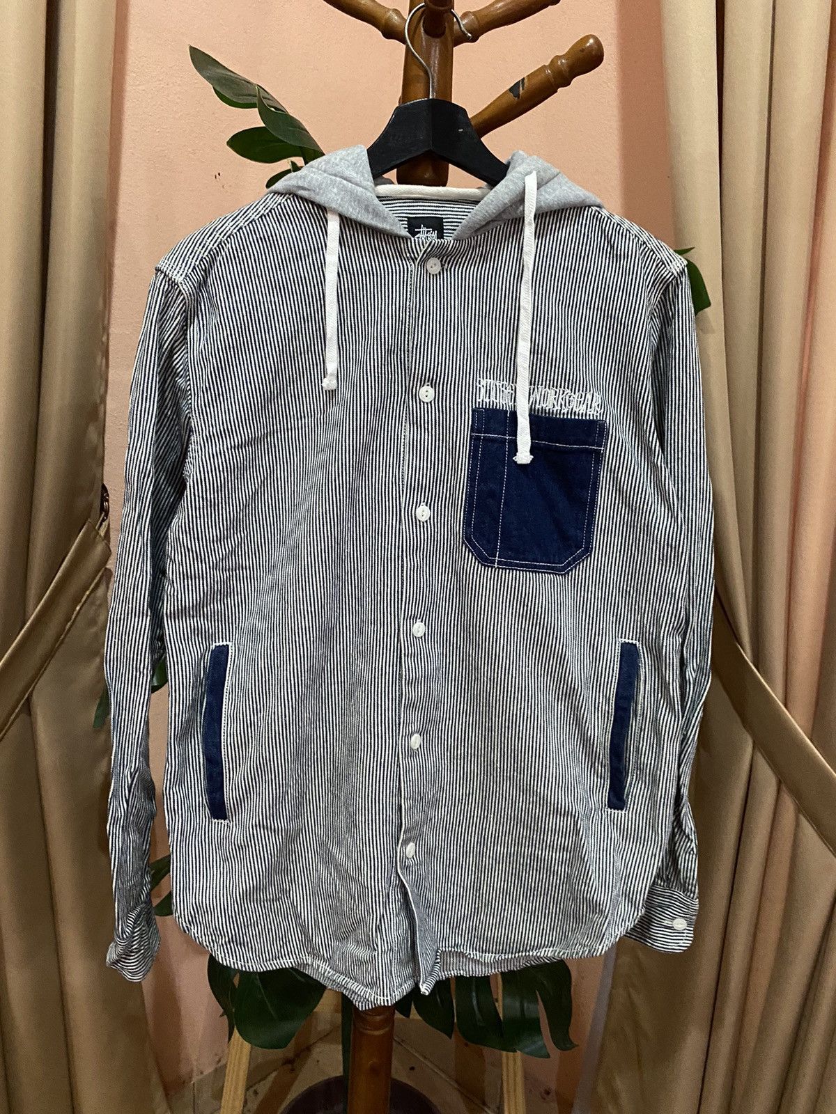 CDG × Stussy Stussy CDG Pin Striped Bing Jacket | Grailed