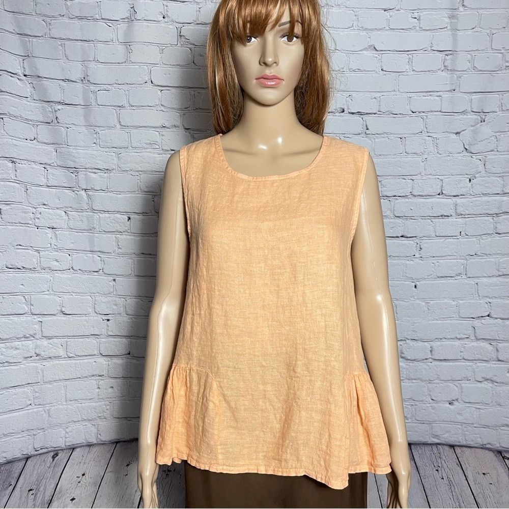Other NWT New Francesca Bettini Orange Linen Top With Peplum Made Size M / US 6-8 / IT 42-44 - 1 Thumbnail