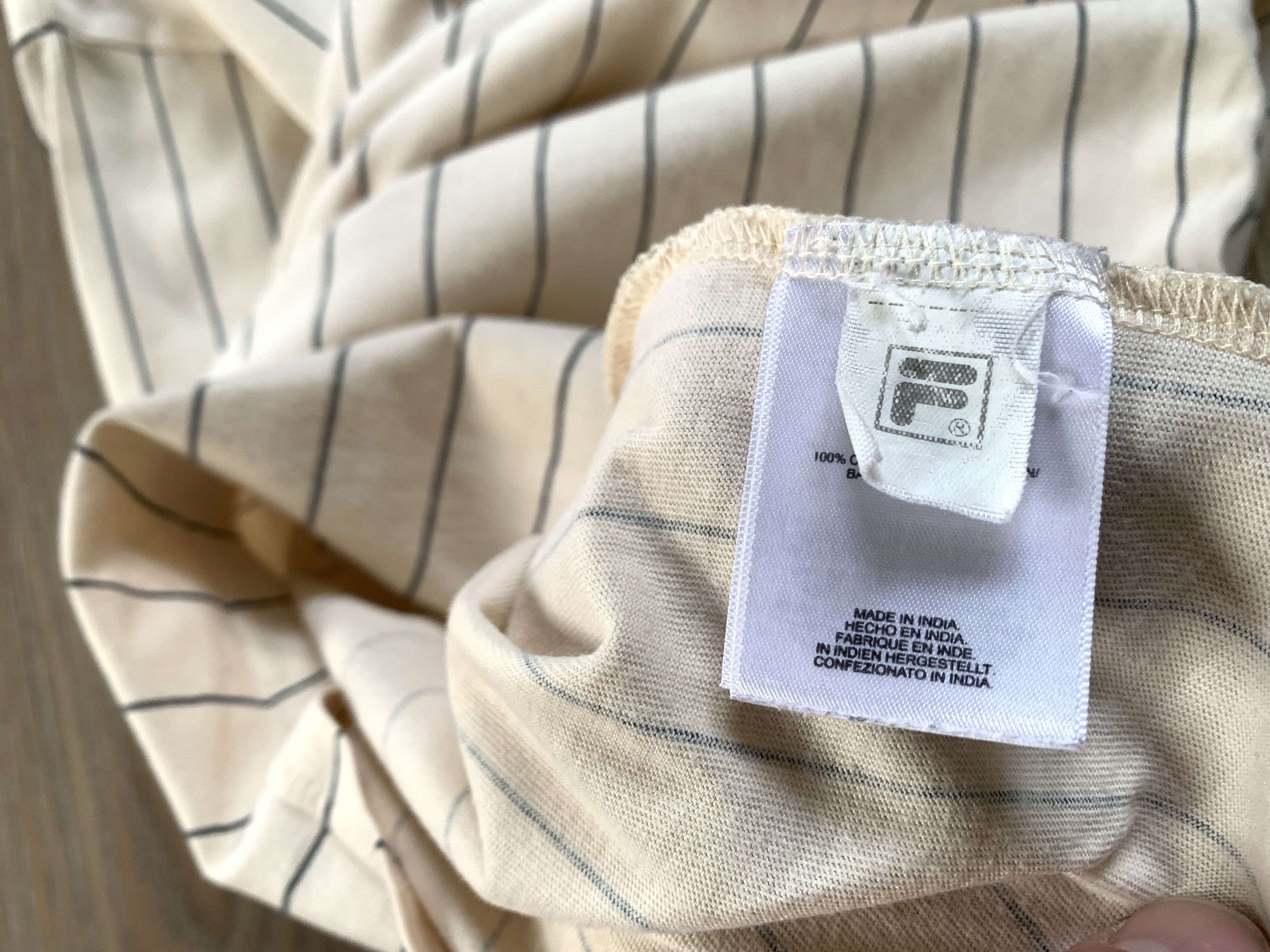 Fila Fila Mens Beige Stripe Cotton T Shirt Size US L / EU 52-54 / 3 - 7 Thumbnail