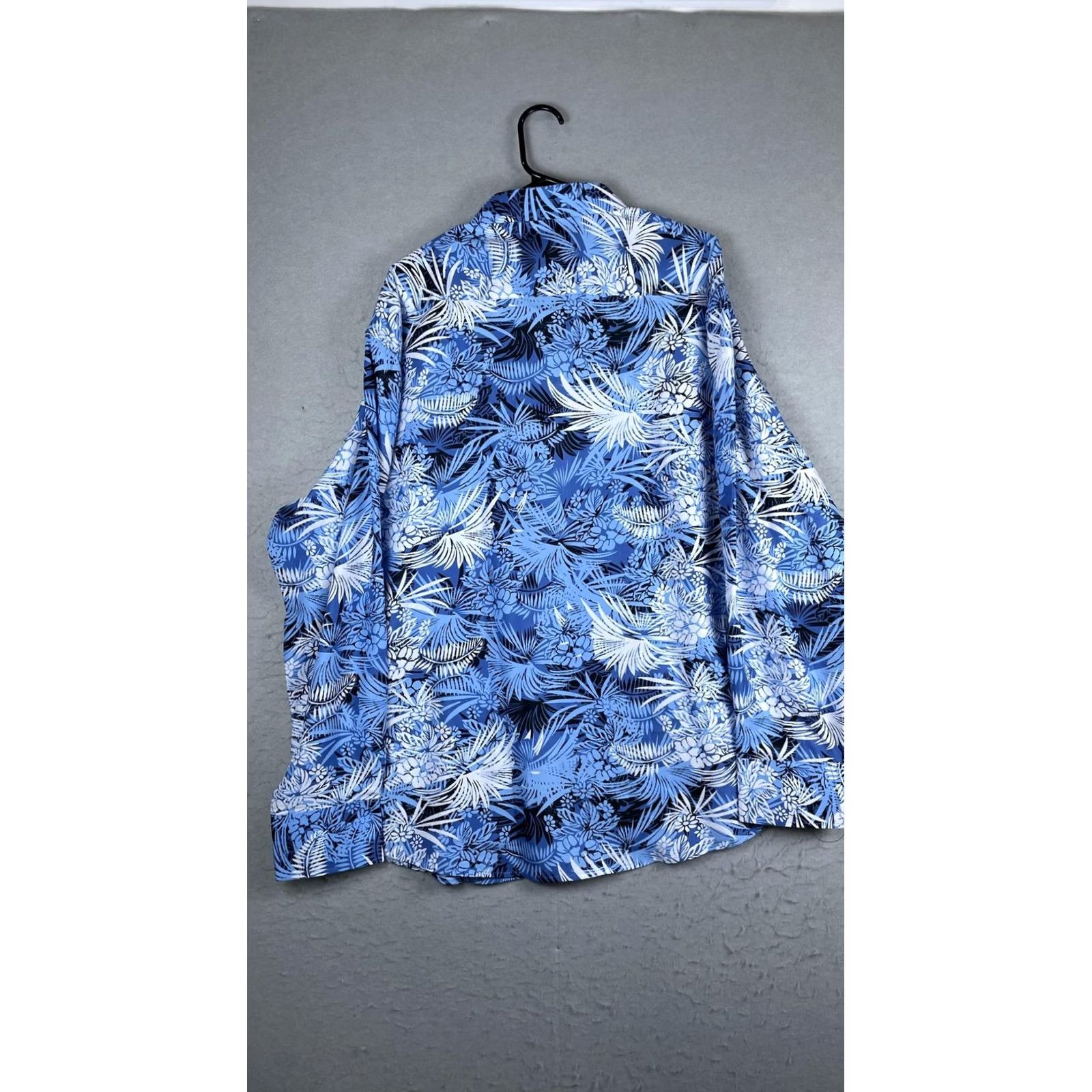Vintage DC Collection Blue Tropical Floral Long Sleeve Button Up Shirt Mens Big 3XL Size US XXL / EU 58 / 5 - 6 Thumbnail