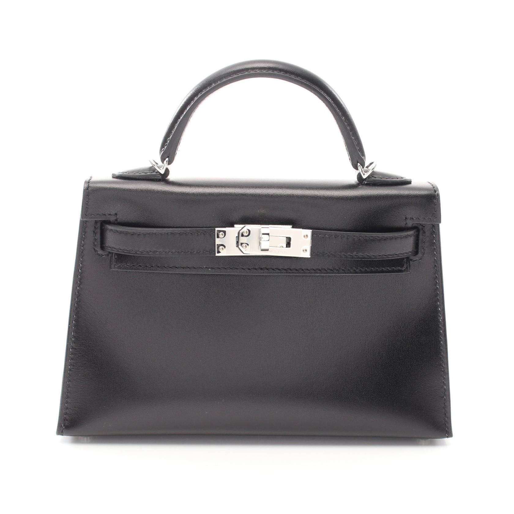 Hermes Hermes Mini Kelly 2 Box Calf 2Way Bag Leather Handbag Stamp B (2023) in Black, Women's