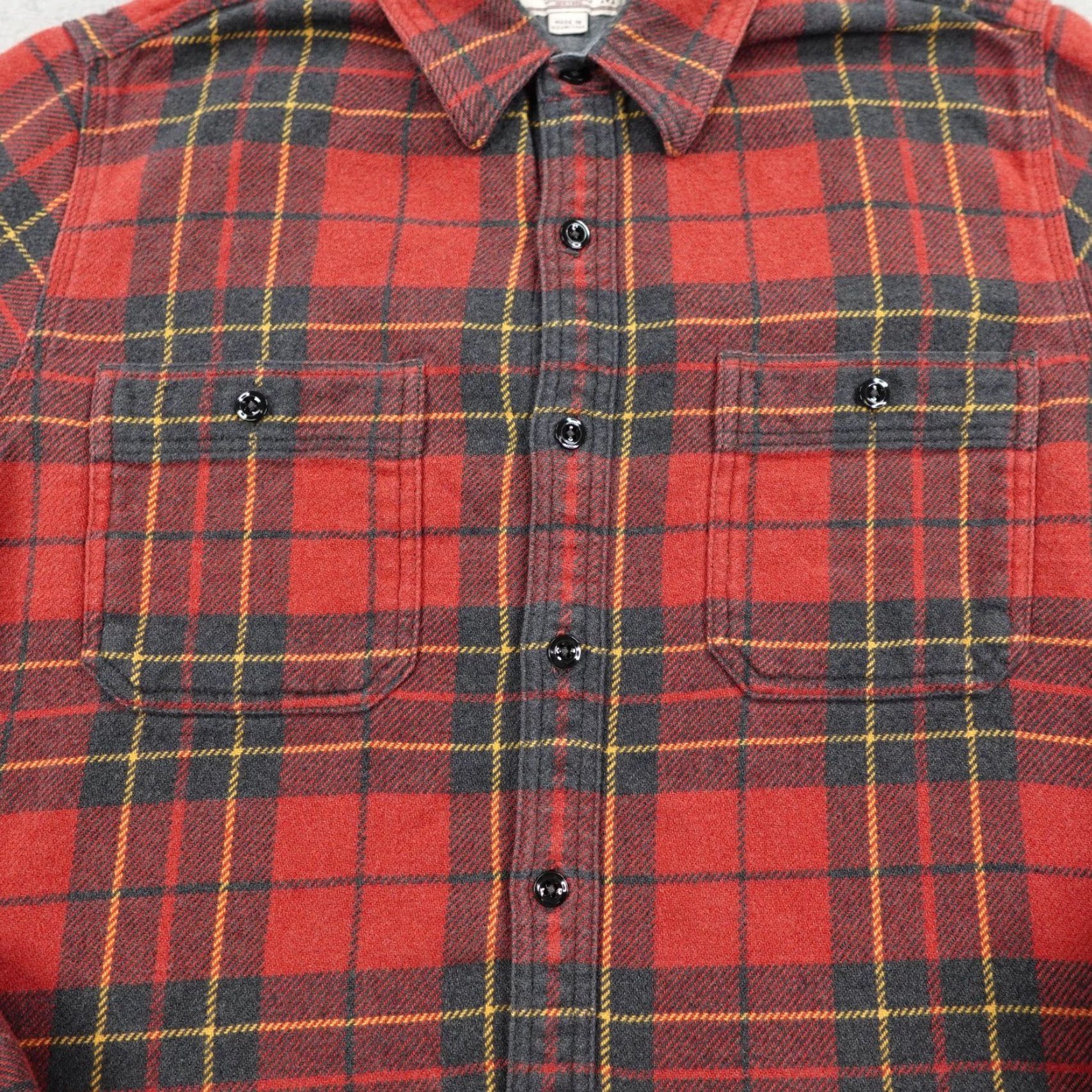 Wallace & Barnes VINTAGE Wallace & Barnes Shirt Mens Medium Red Black Plaid Twill Flannel Utility Work - Button-Up, Long Sleeve, Cotton, Pockets, Casual Workwear Mens Size US M / EU 48-50 / 2 - 3 Thumbnail