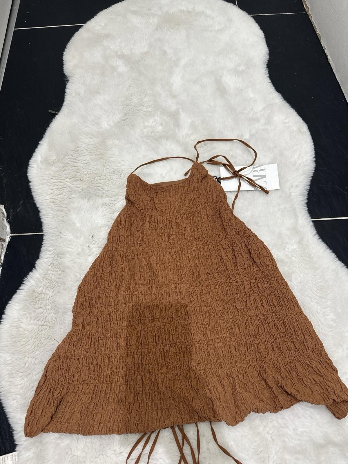 Zara ZARA brown stretchy top with back tie BNWT Size S / US 4 / IT 40 - 1 Thumbnail
