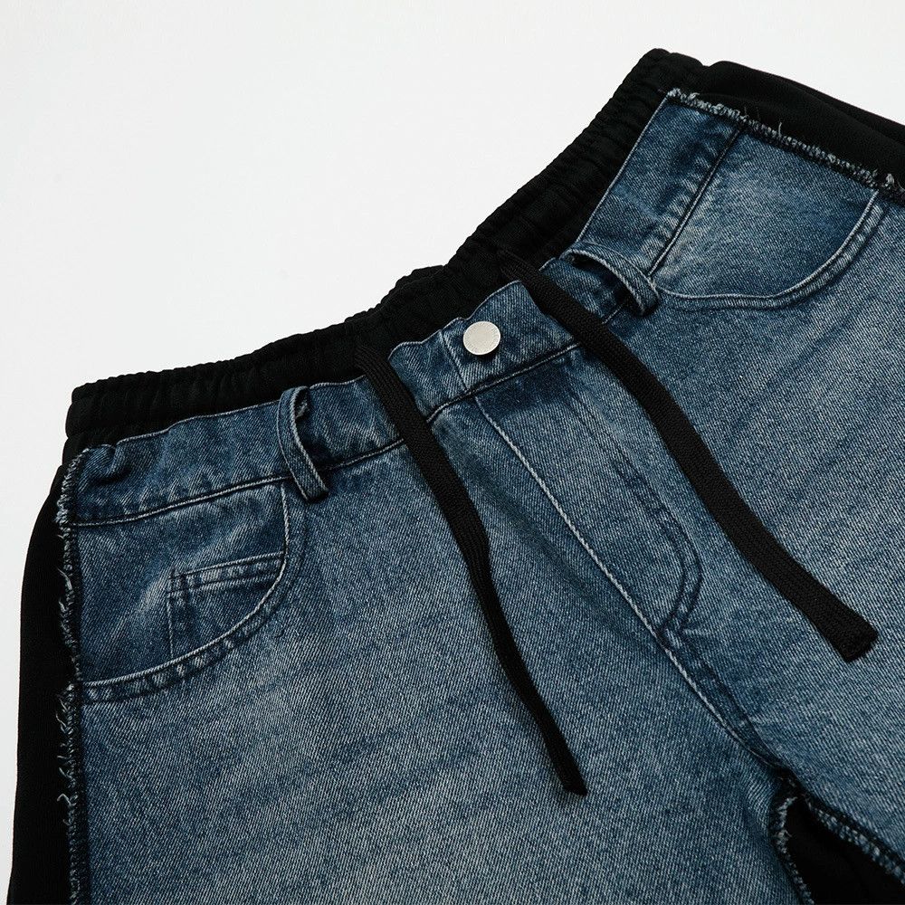 Jean Men's street loose straight stitching denim shorts Size US 32 / EU 48 - 3 Thumbnail