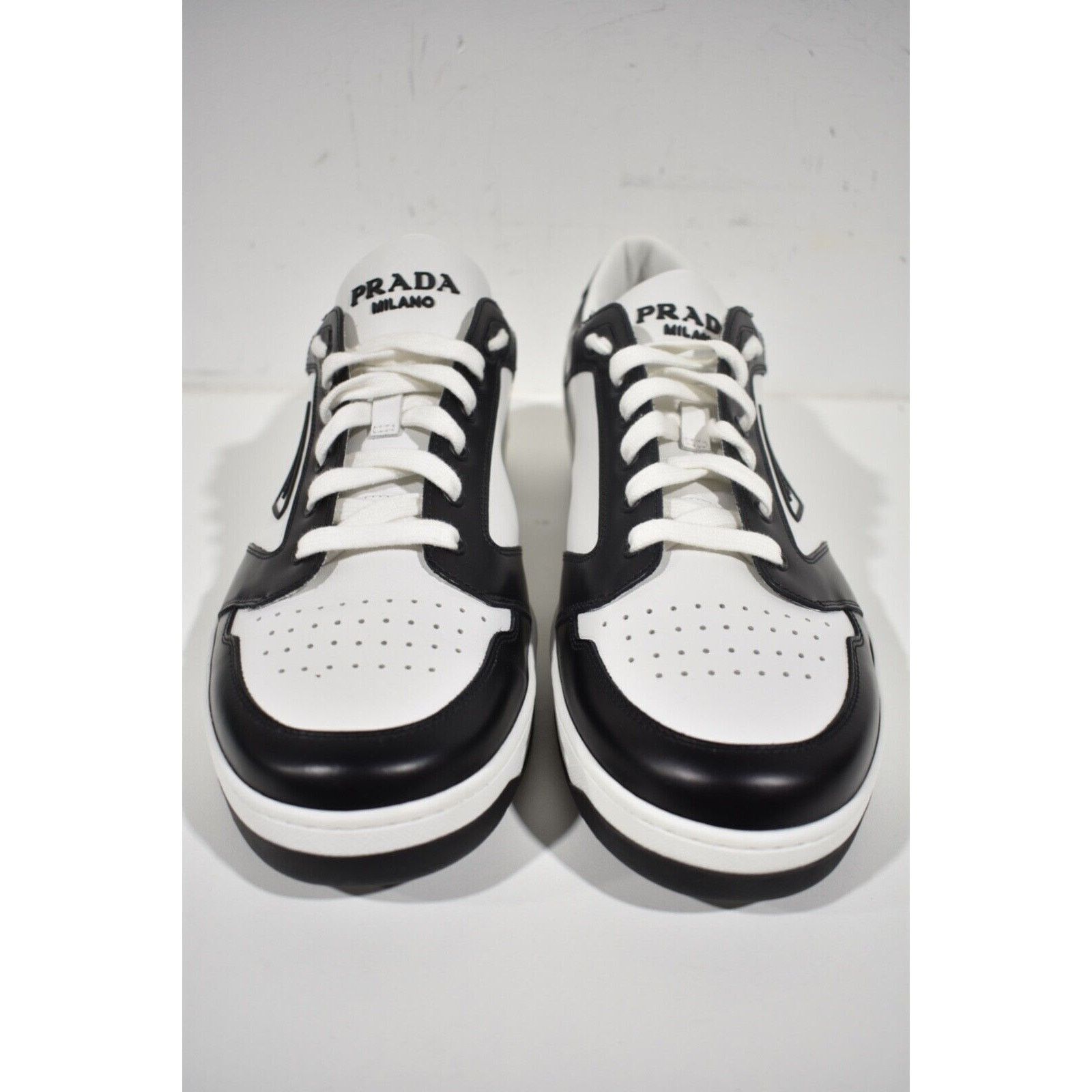 Prada Prada District Leather White Black Flat Low Top Sneaker Size US 8 / EU 41 - 7 Thumbnail