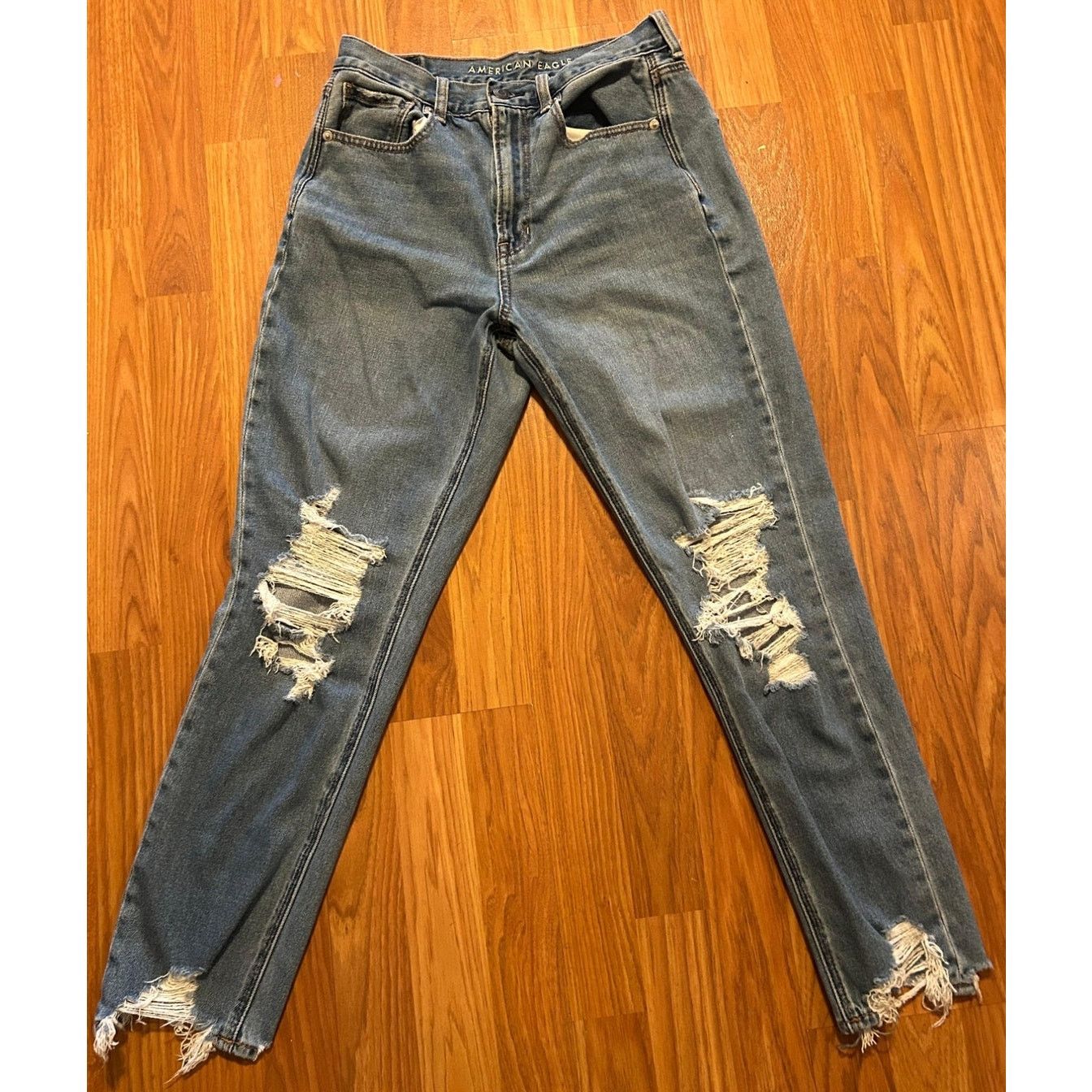 American Eagle Outfitters American Eagle Distressed Acid Wash Jeans - Size 6 Size 28" / US 6 / IT 42 - 2 Thumbnail