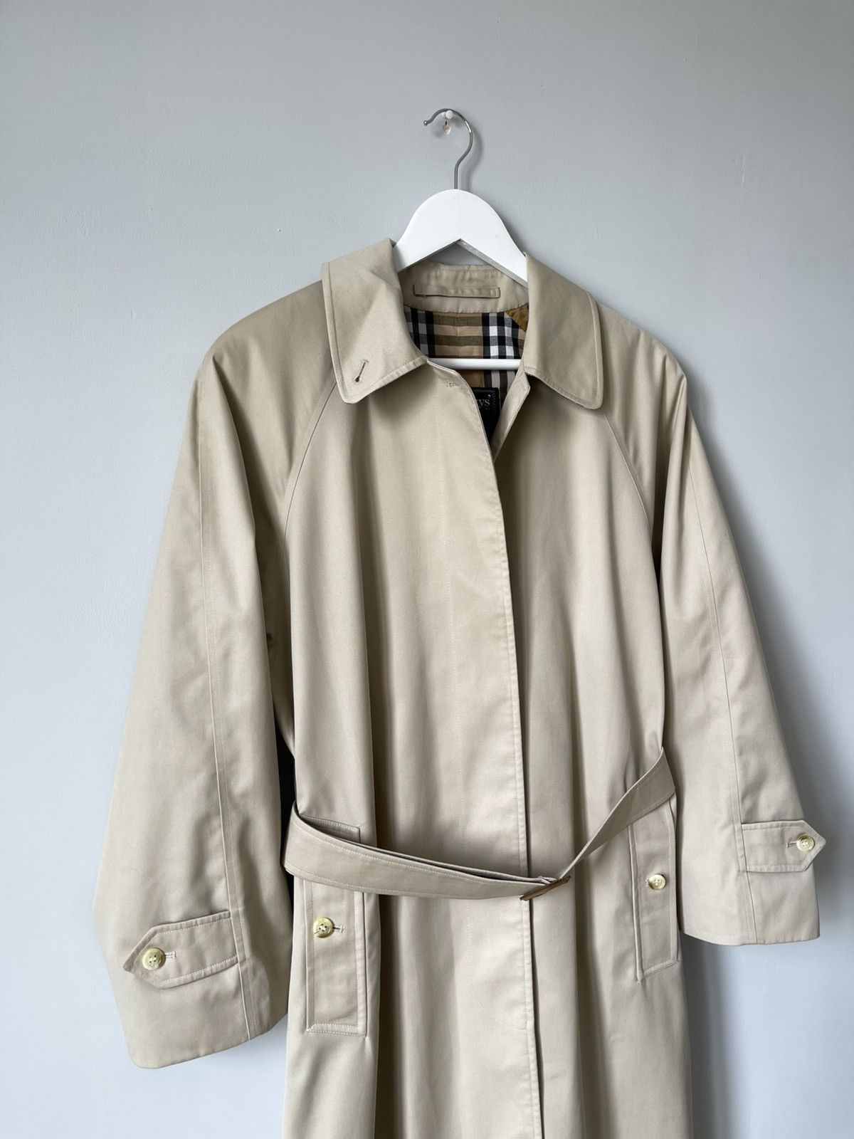 Burberry Vintage 90's Burberry Nova Check Belted Beige Trench Coat Size L / US 10 / IT 46 - 6 Thumbnail