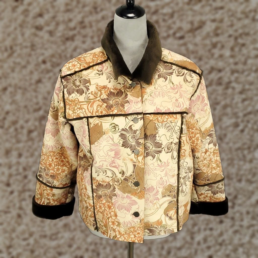 J. Jill VINTAGE J Jill Jacket Womens Petite Medium Paisley Button Up Velvet Faux Fur Sleeves PM Size M / US 6-8 / IT 42-44 - 1 Thumbnail