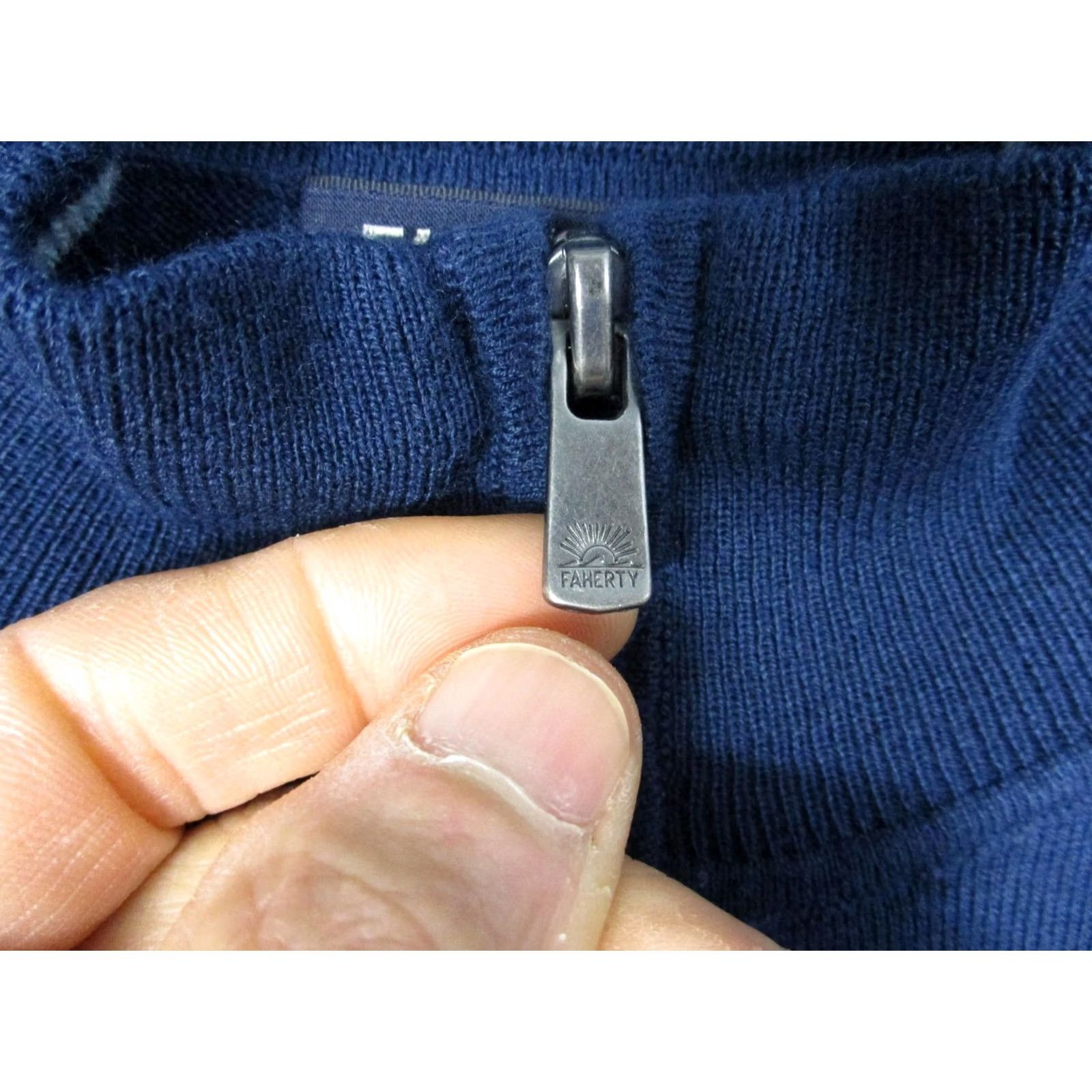 Faherty Faherty Mens Sweater L Blue 1/4 Zip Mock Neck Knit Pullover Coolmax Moisture Wicking Size US L / EU 52-54 / 3 - 5 Thumbnail
