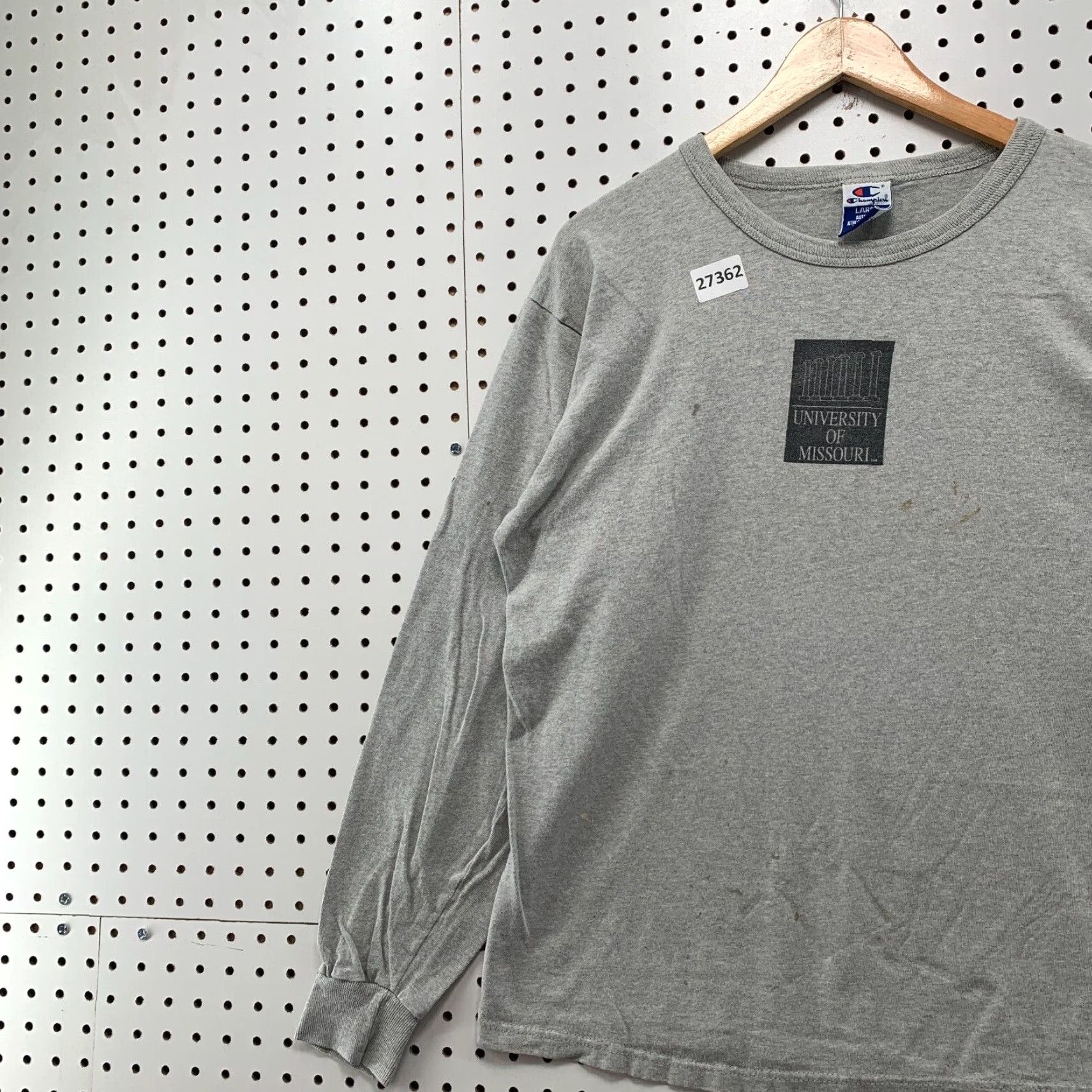 Champion VINTAGE Champion University Shirt Long Sleeve Adult Large Gray 90s MU 1990s Mens Size US L / EU 52-54 / 3 - 3 Thumbnail