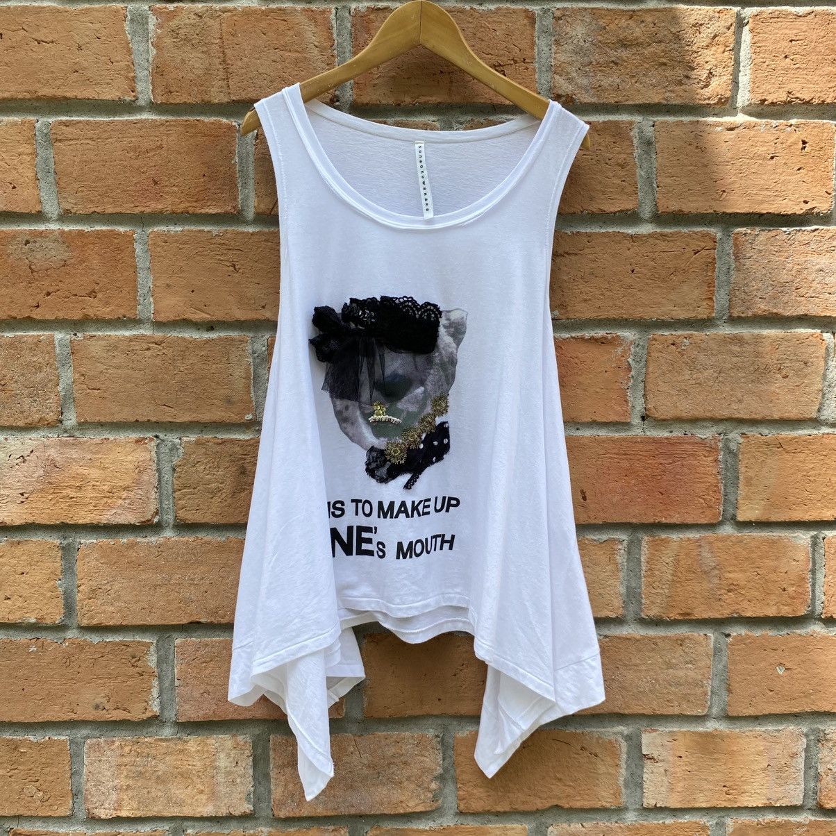 Sunao Kuwahara Sunao Kuwahara White Sleeveless Graphic Asymmetrical Hem Top Size M / US 6-8 / IT 42-44 - 14 Thumbnail