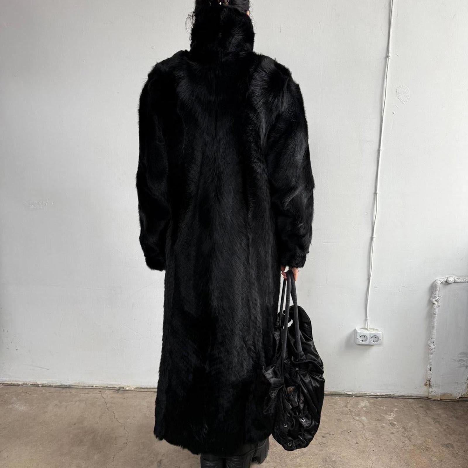 If Six Was Nine Vintage Real Fur Black Maxi Coat Size L / US 10 / IT 46 - 3 Thumbnail