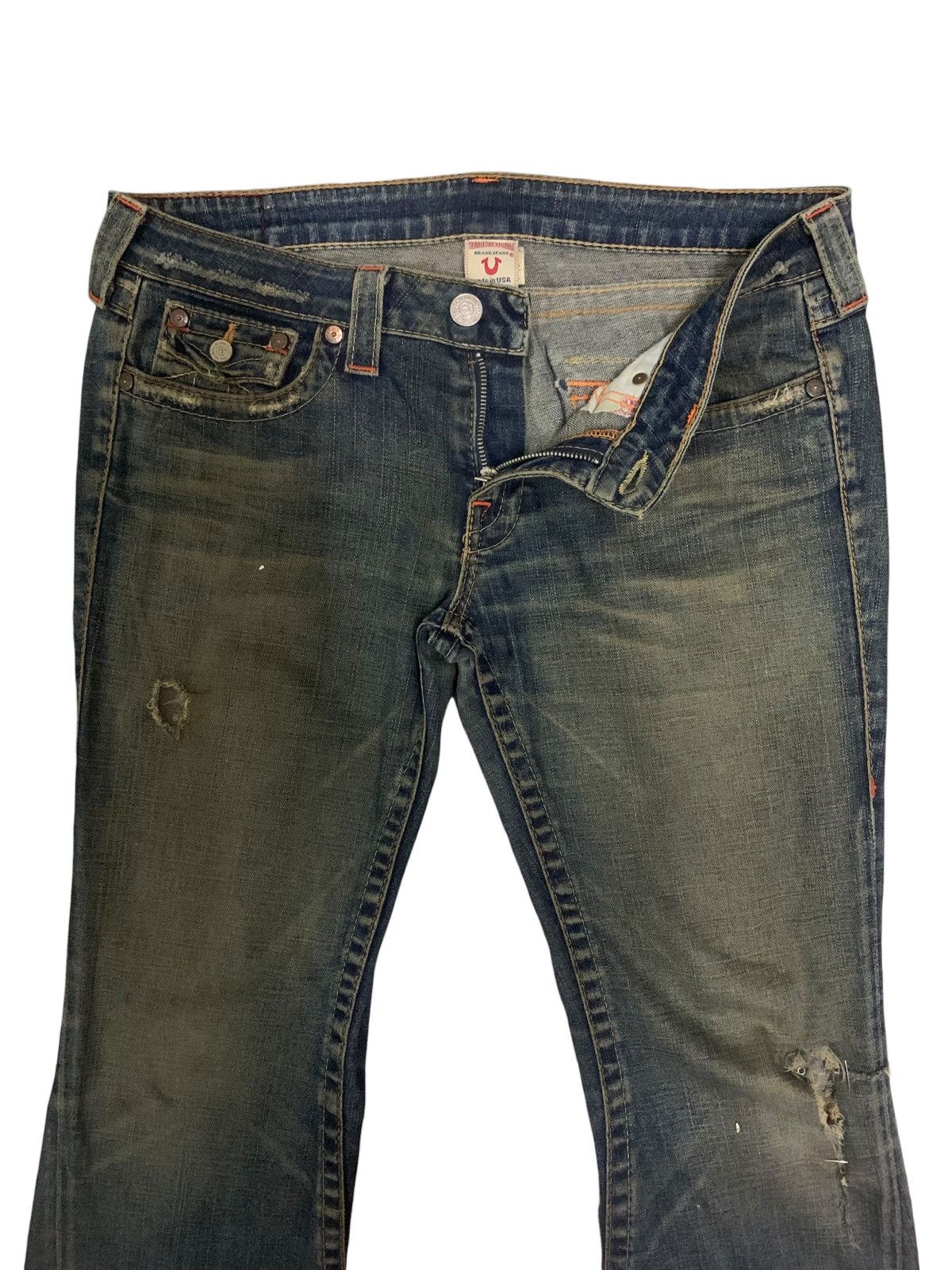 True Religion × Vintage 🔥Flare🔥 Vintage 90s True Religion Distress Bootcut Jeans Size US 34 / EU 50 - 3 Thumbnail