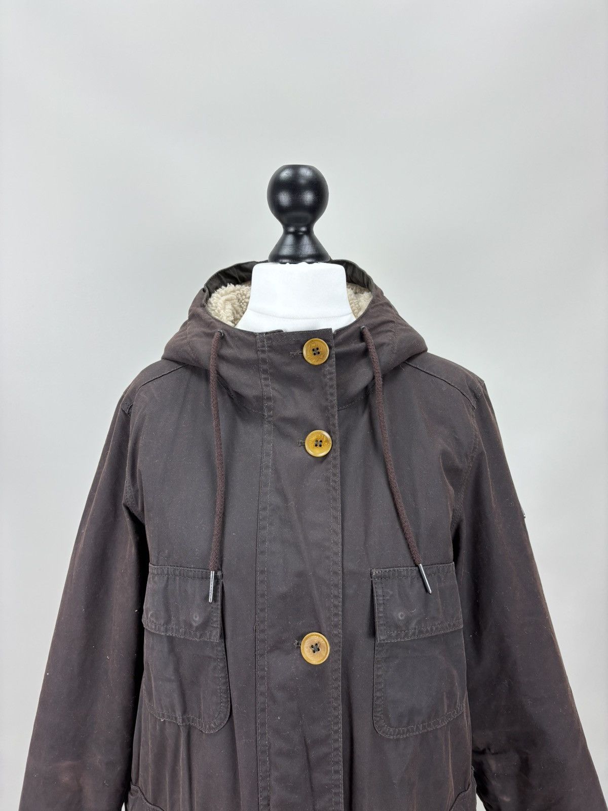 Barbour Womens waxed jacket Barbour Bethwin Size 42 Color Brown Size XL / US 12-14 / IT 48-50 - 3 Thumbnail