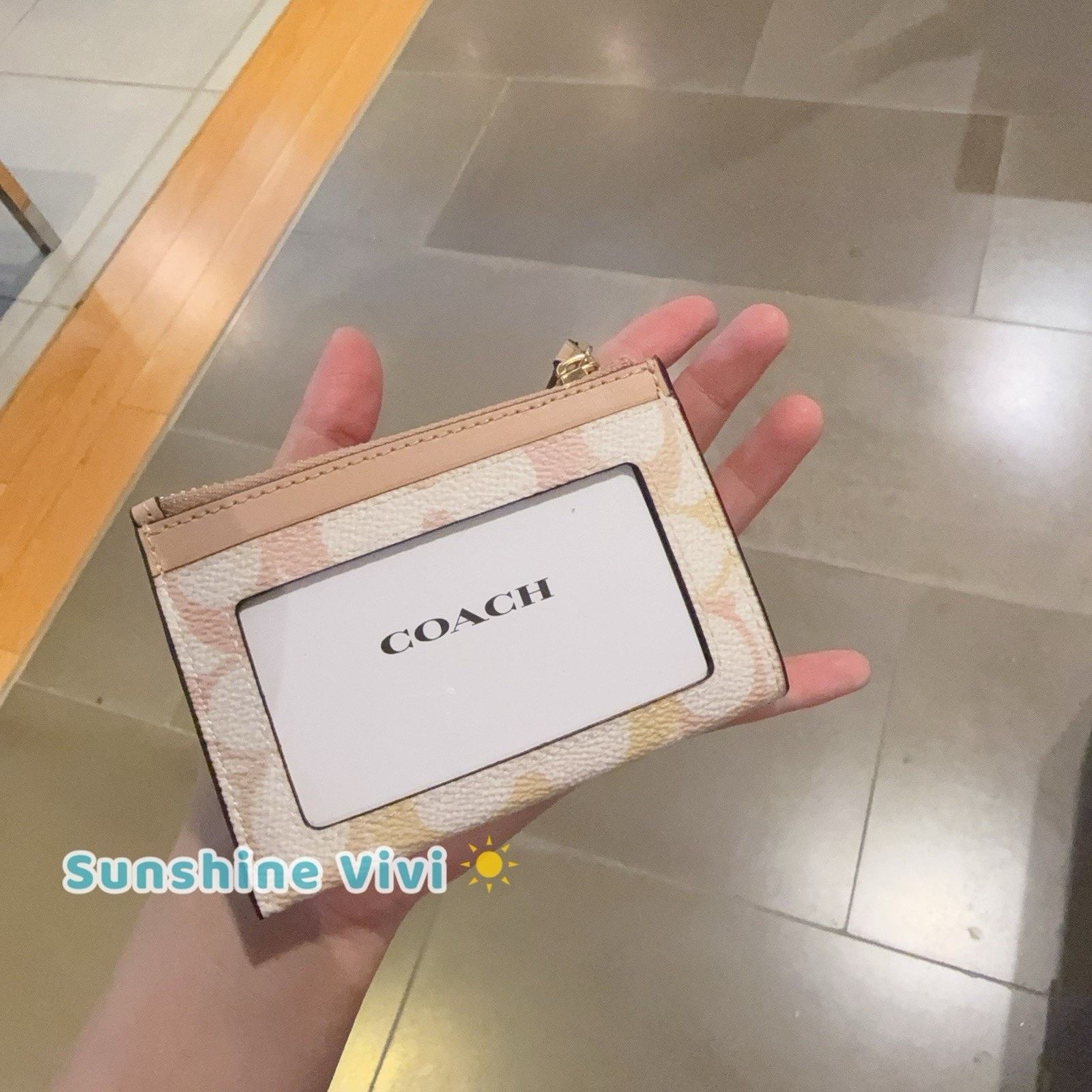 Coach NWT Coach Mini Skinny Id Case Pretty Gold/Chalk/Pink CEC49 Size ONE SIZE - 4 Thumbnail