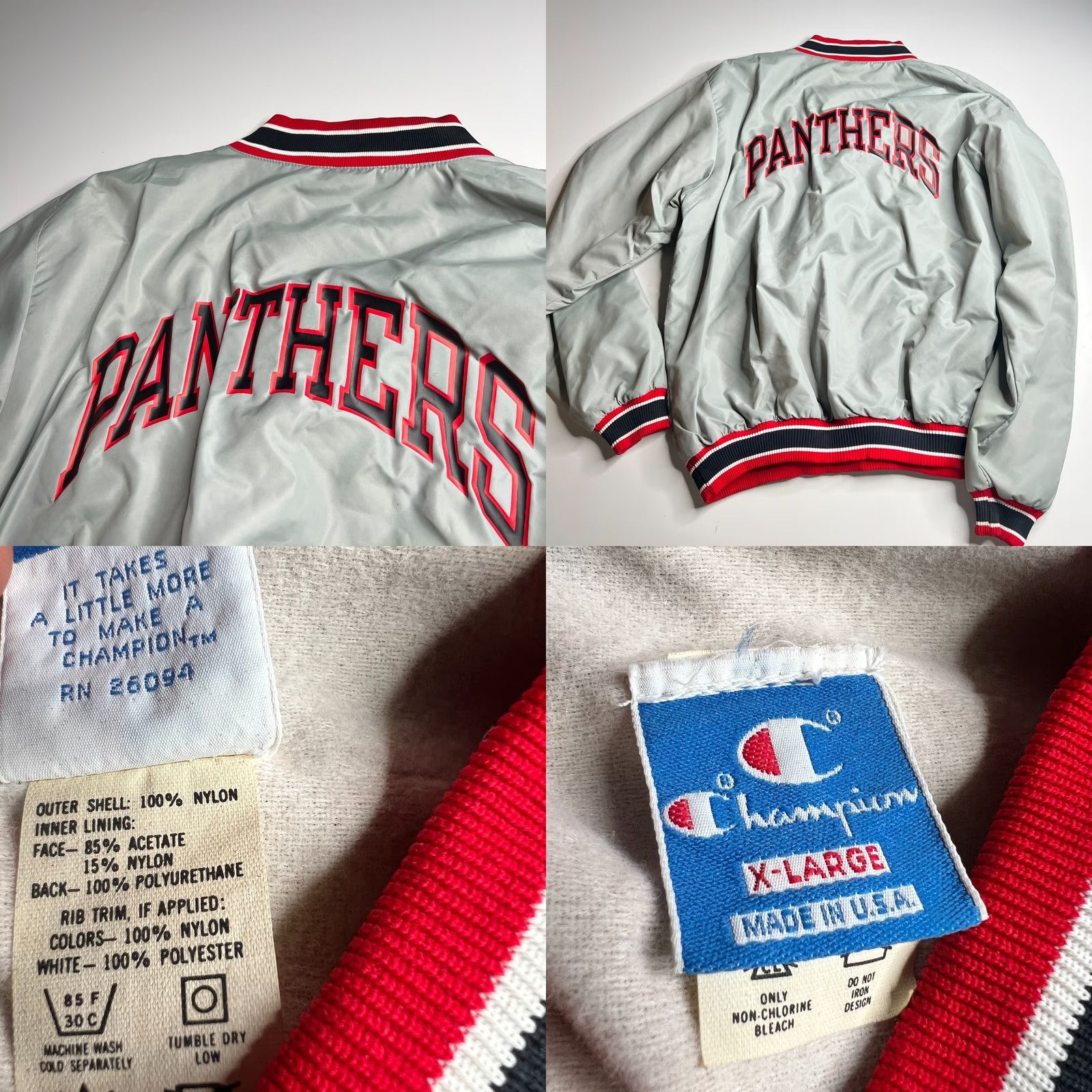 Champion VINTAGE Champion Panthers Staff Pullover Jacket XL Gray Nylon Size US XL / EU 56 / 4 - 8 Thumbnail