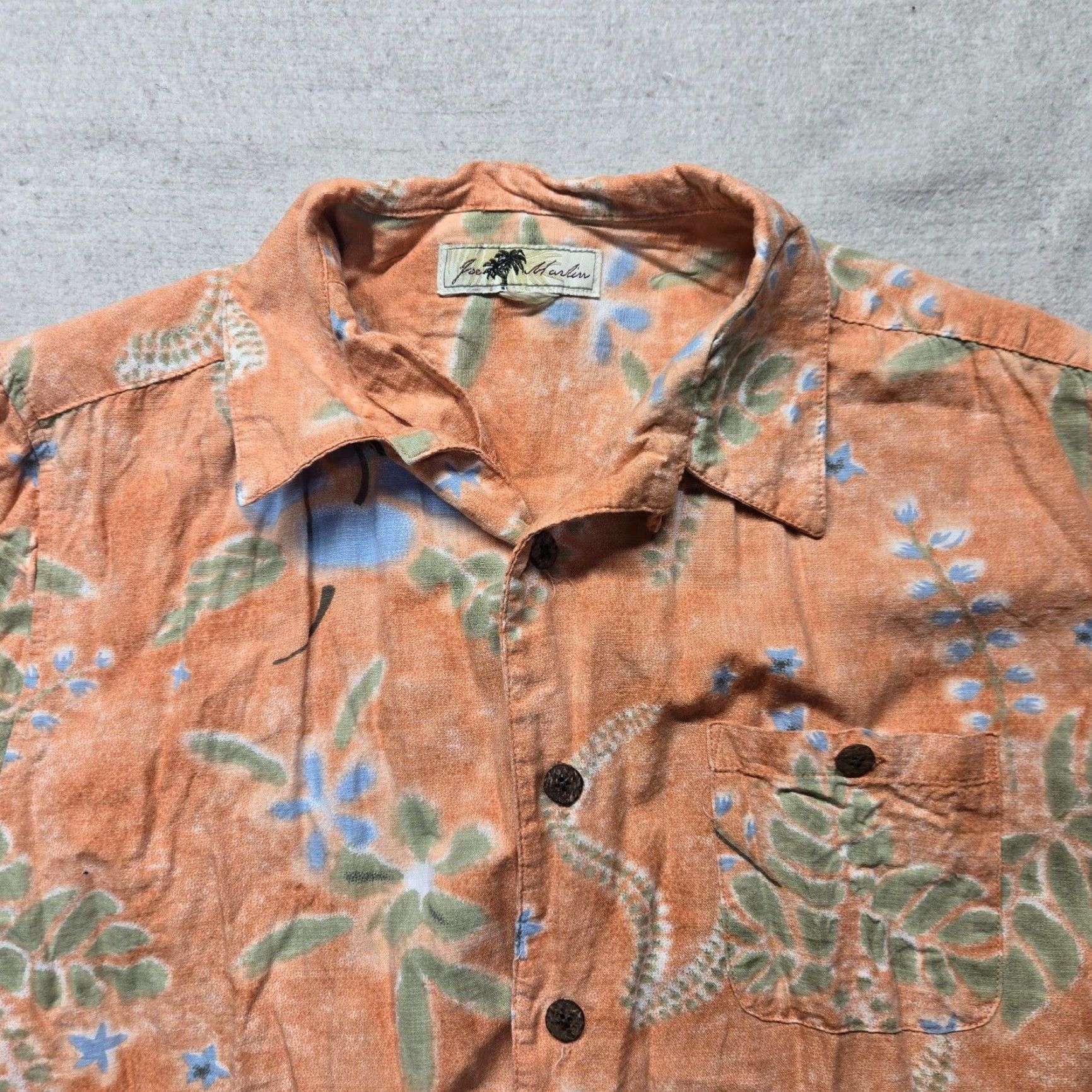 Vintage VINTAGE Joe Marlin Hawaiian Shirt Men Large Orange Tropical Beach Aloha Short Sleeve Cotton Rayon Size US L / EU 52-54 / 3 - 2 Thumbnail