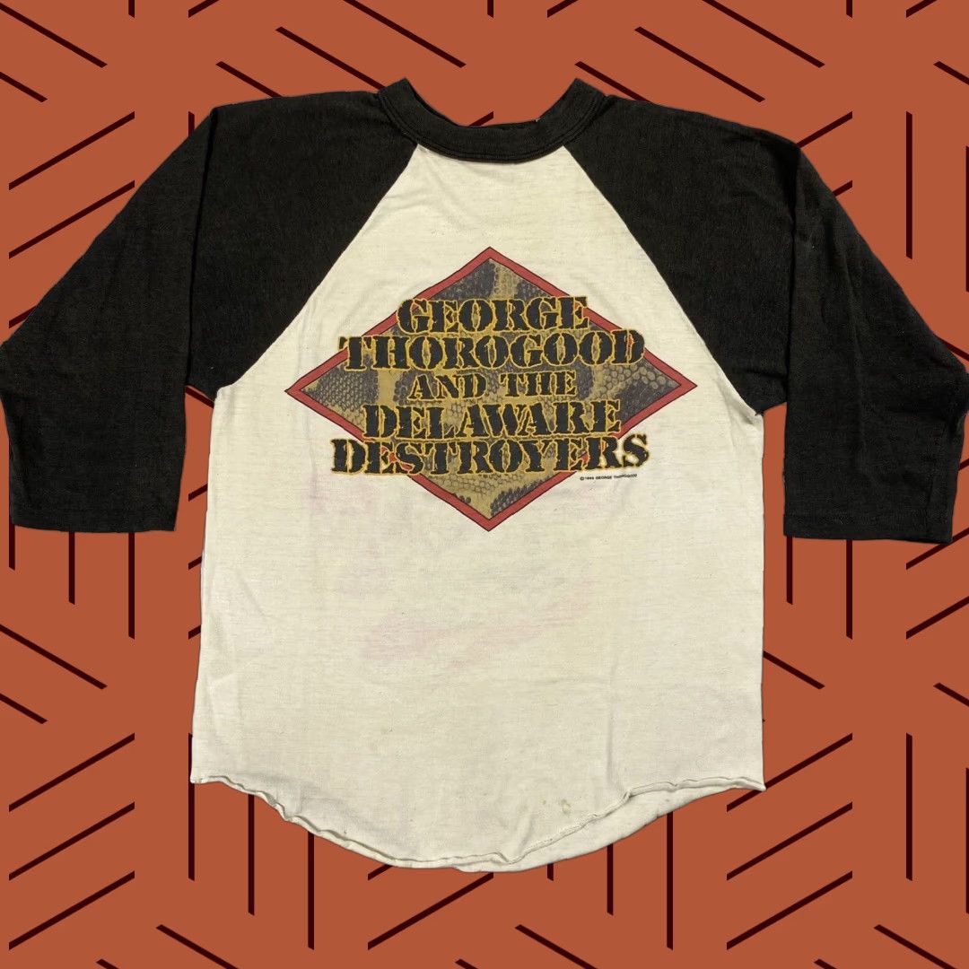 George VINTAGE 1985 GEORGE THOROGOOD RAGLAN TEE MENS WHITE 3/4 SLEEVE MUSIC 80s Size US M / EU 48-50 / 2 - 1 Thumbnail