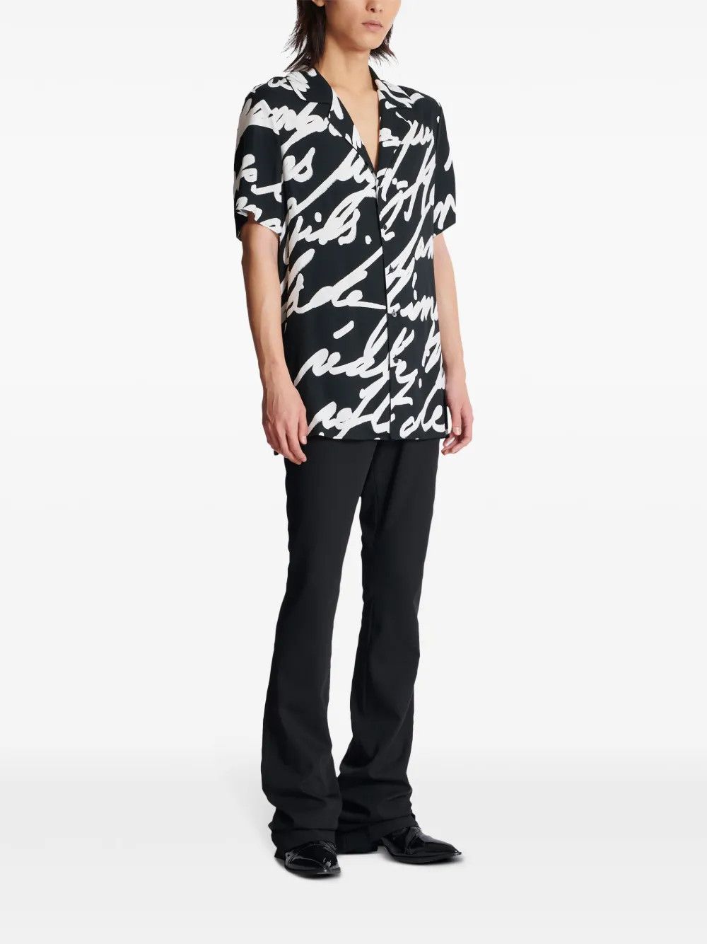 Balmain o1s1wg110126 Slogan Print Shirt in Black Size US S / EU 44-46 / 1 - 4 Thumbnail