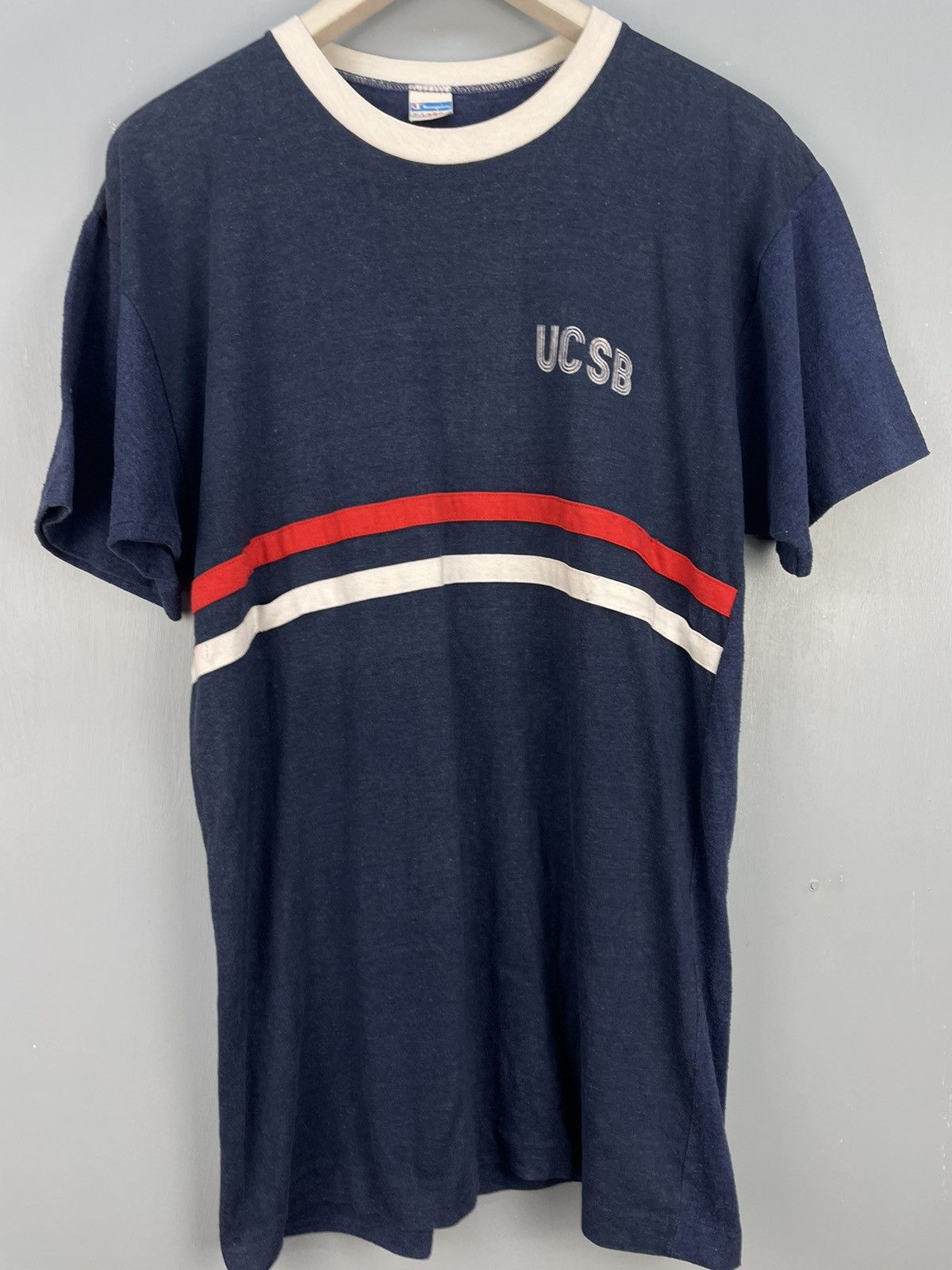 Champion Vintage 70s UCSB champion blue bar t shirt Size US XL / EU 56 / 4 - 3 Thumbnail
