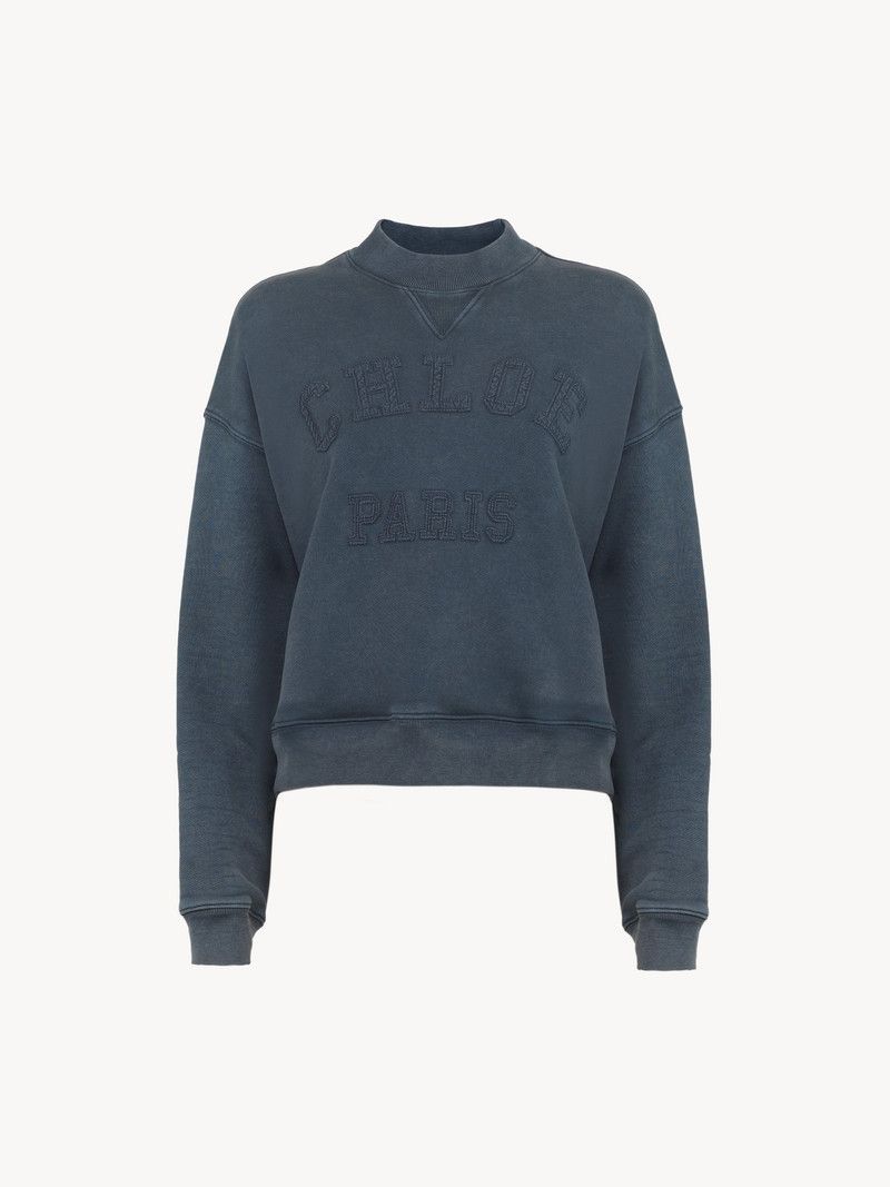 Chloe oc11z0226 Short Logo Sweatshirt in Blue Size S / US 4 / IT 40 - 1 Thumbnail